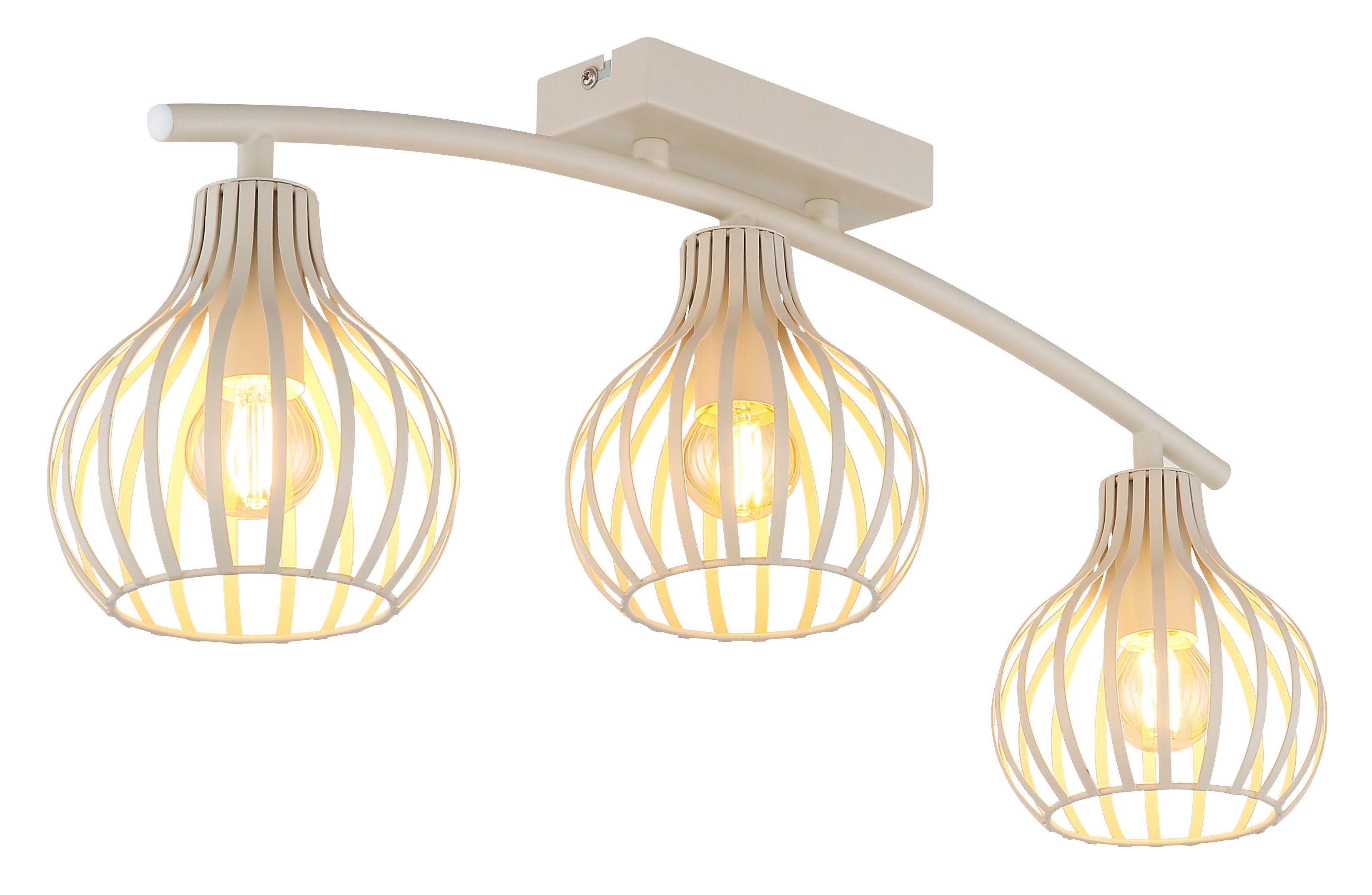 my home Deckenleuchte Heta, Deckenlampe Metall cremefarben, exkl. 3x E14 40 günstig online kaufen