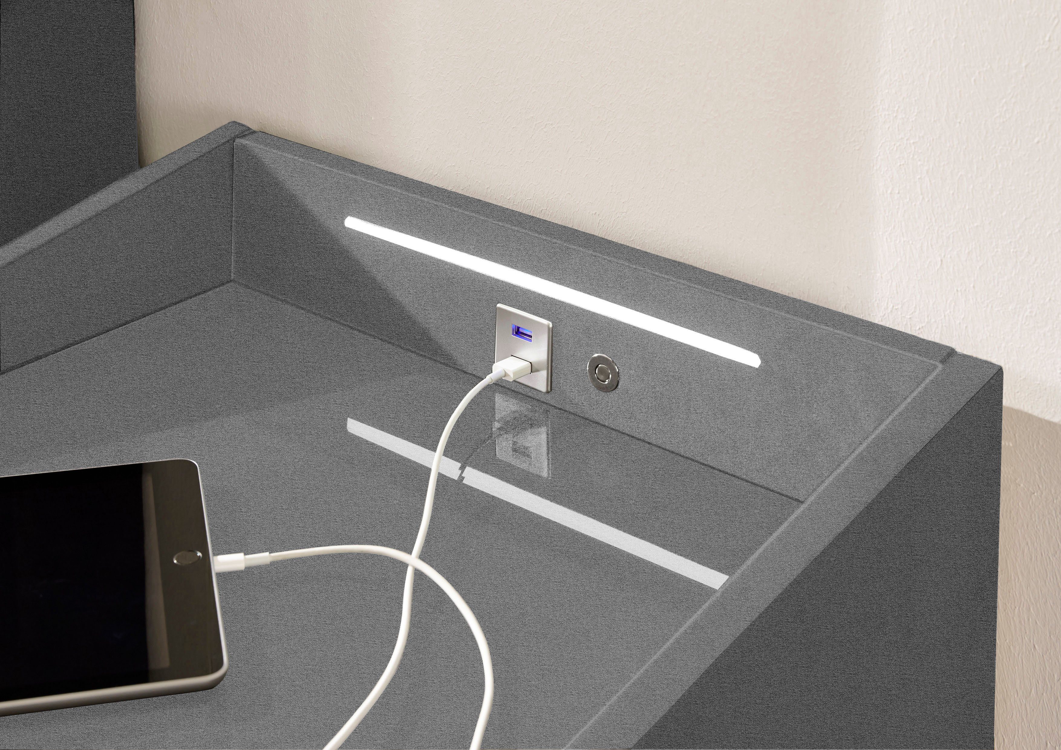 ED EXCITING DESIGN Nachtkonsole & mit USB-C-Anschluss LED-Beleuchtung und USB-Anschluss Moon