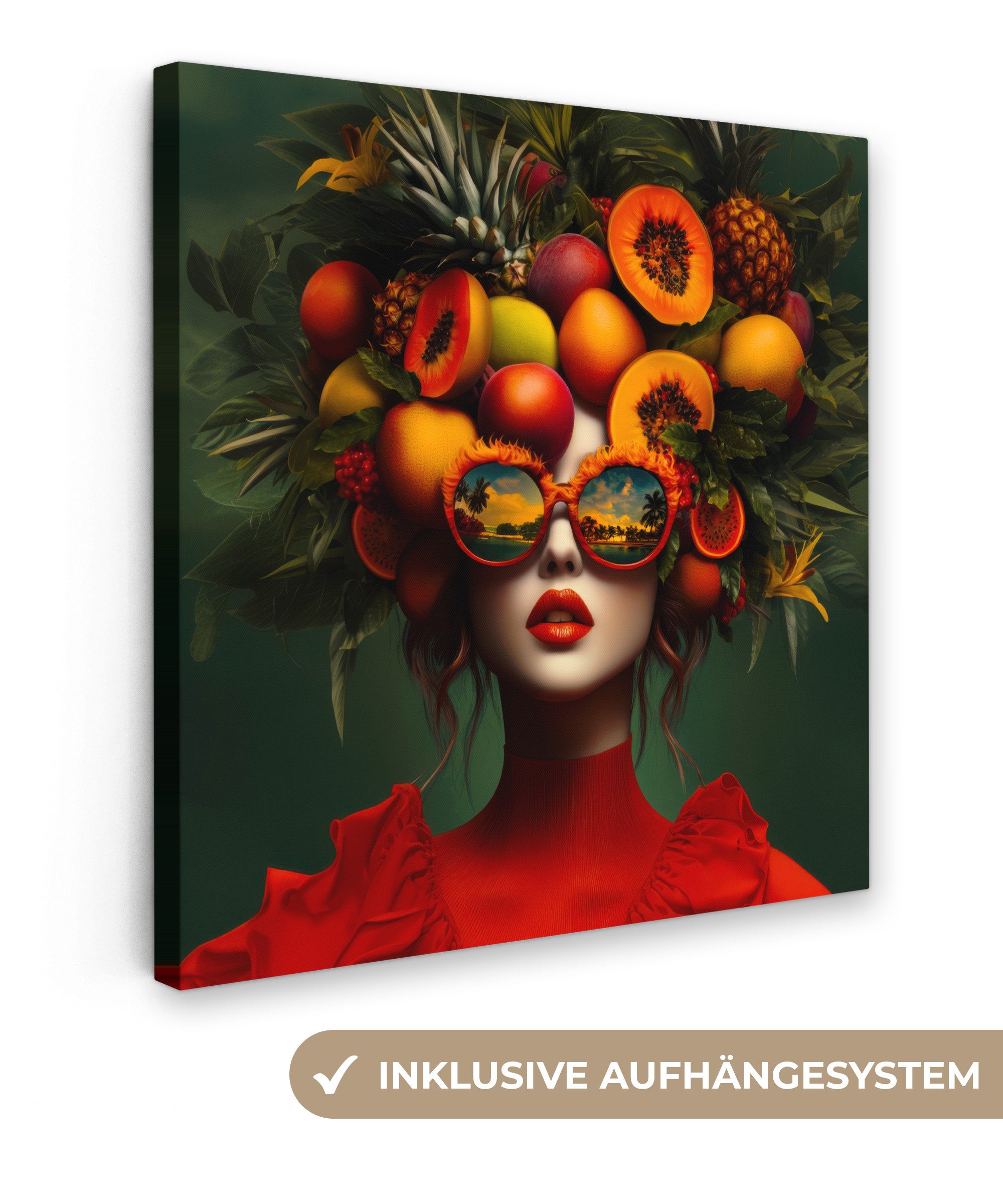 OneMillionCanvasses® Leinwandbild Frau - Früchte - günstig online kaufen