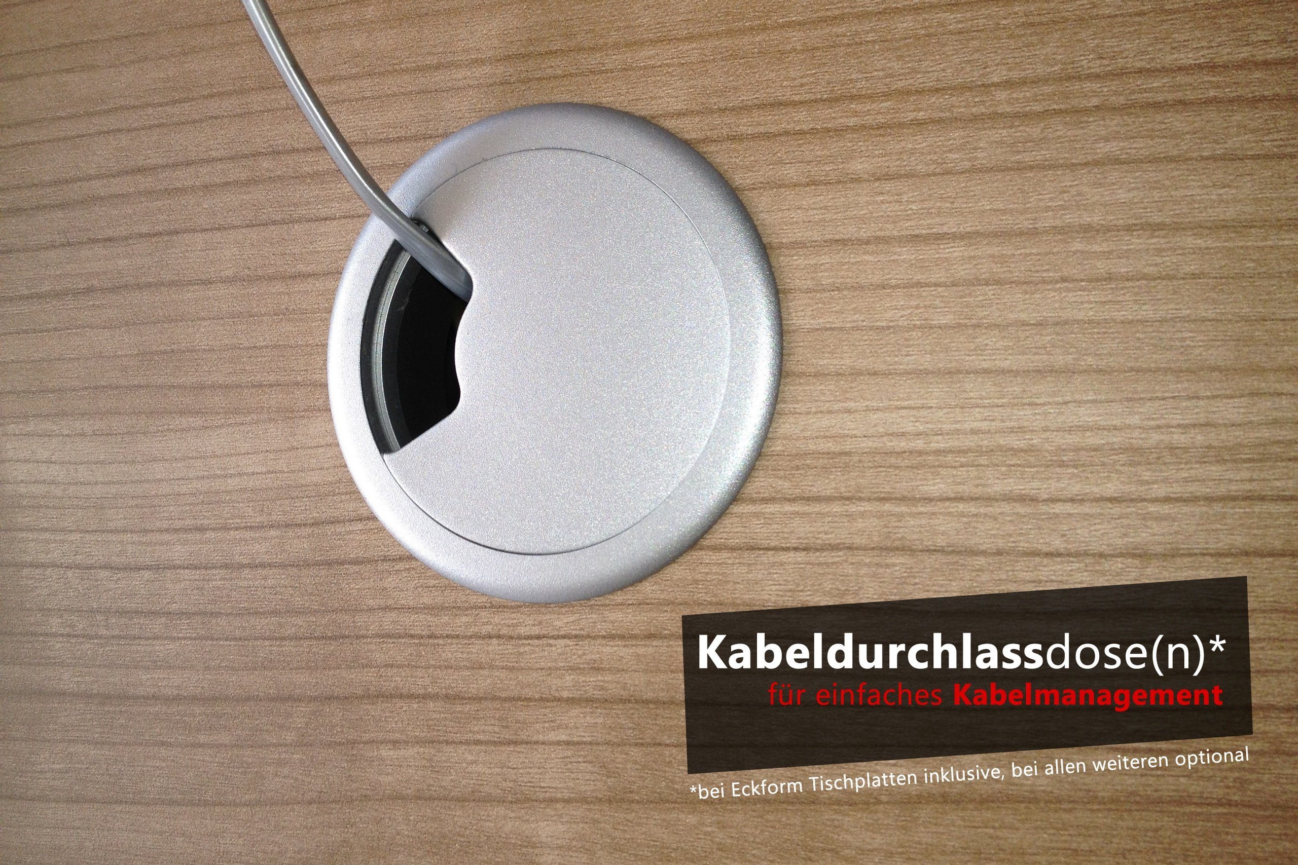 160 x Dekor: Nussbaum Schreibtisch - Serie-O, Rechteck: Schreibtisch - bümö Silber 80 cm Gestell:
