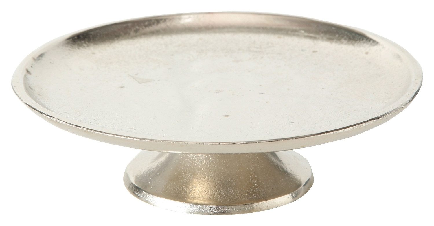 BOLTZE GRUPPE GmbH Tablett Deko-Tablett FLAIRE, Ø 19 cm, Silbergrau, Aluminium, (1-tlg)