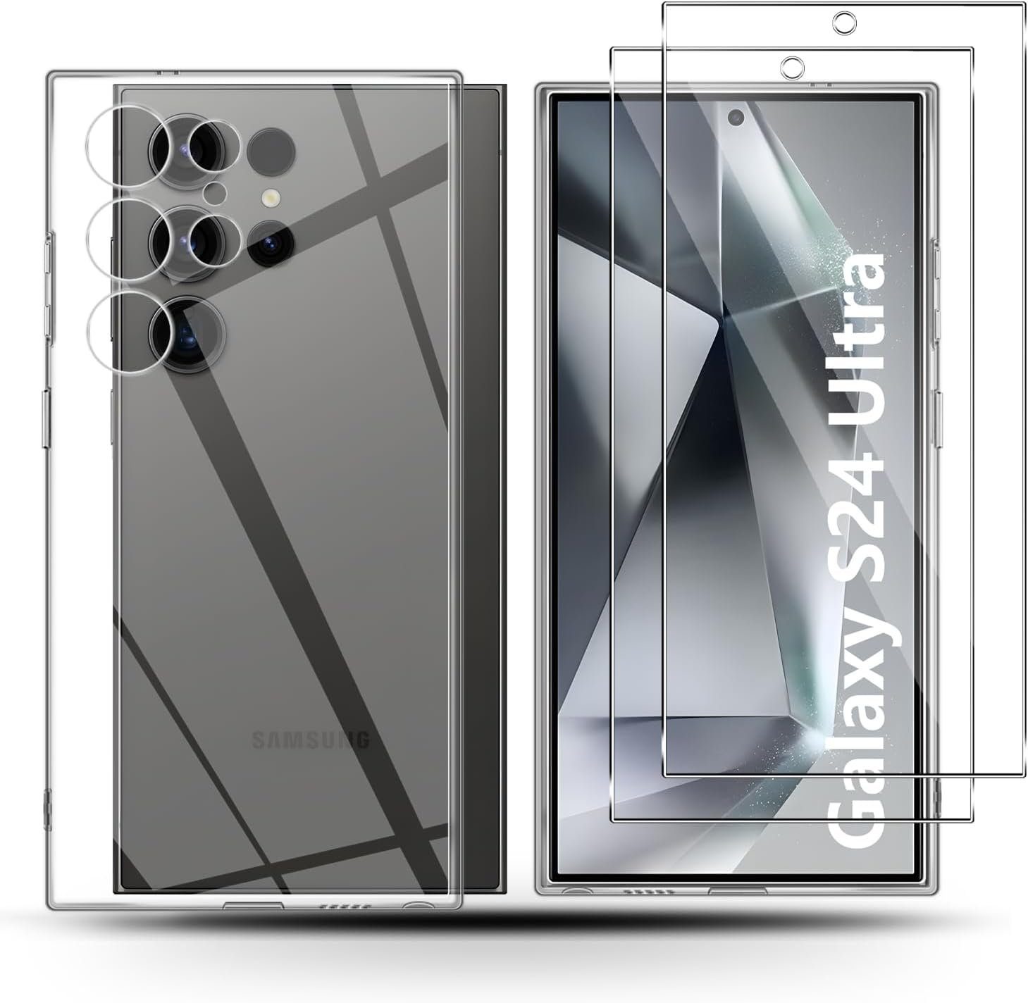 Handyhülle Hülle + 2X Schutzglas für Samsung Galaxy S24/Plus/Ultra Panzerfolie
