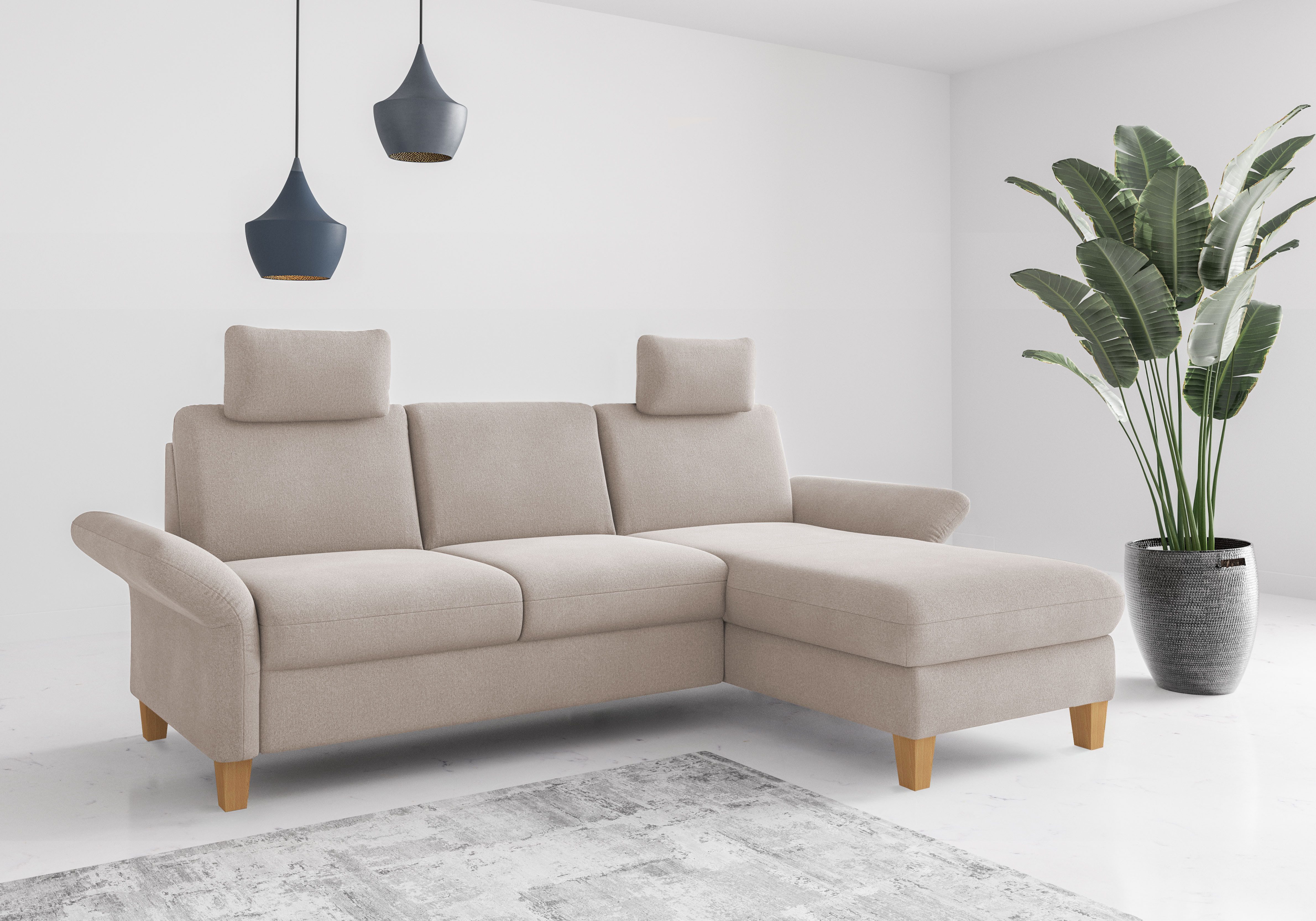 Home affaire Ecksofa Rochelle, L-Form, wahlweise mit Armteilverstellung, Bettfunktion und Bettkasten