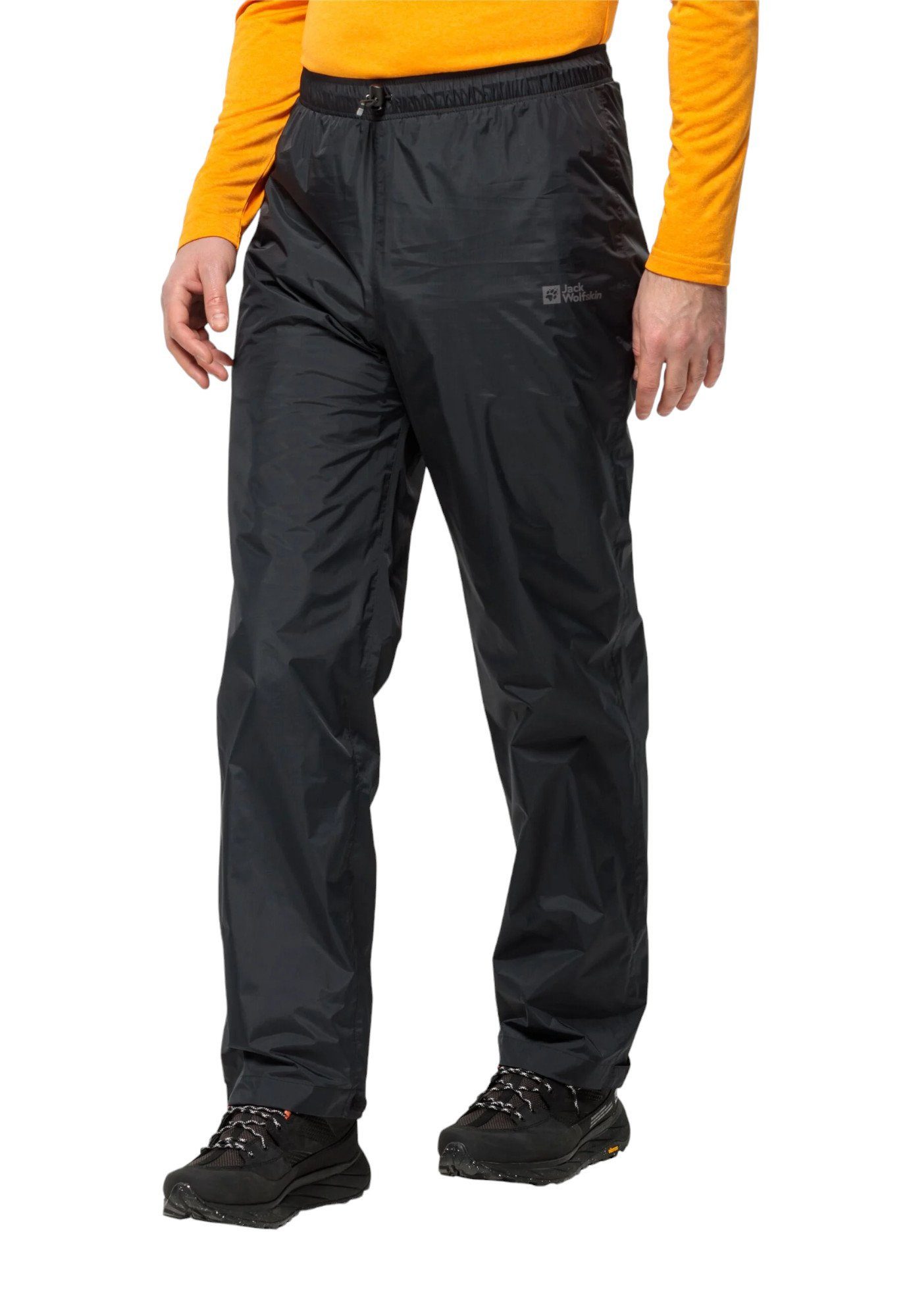 Jack Wolfskin Regenhose Rainy Day Pants (wasserdicht, winddicht, atmungsaktiv) schwarz Herren