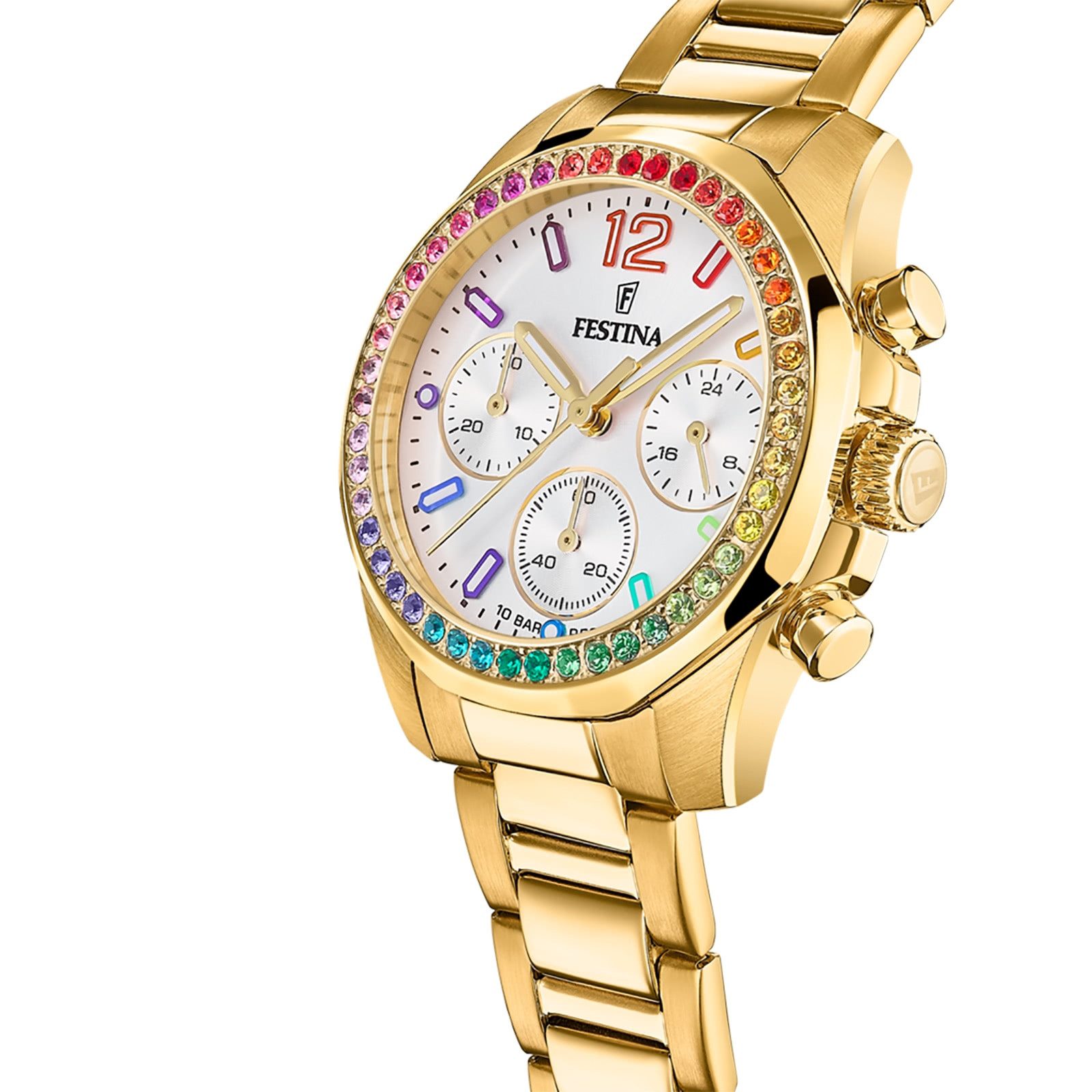 Festina Quarzuhr Festina Damenuhr Edelstahl gold Festina, (Analoguhr), Damen Armbanduhr rund, Edelstahlarmband gold, Casual