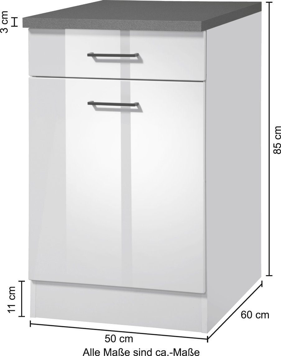 cm Breite weiß Hochglanz/weiß Unterschrank MÖBEL 50 HELD Trier