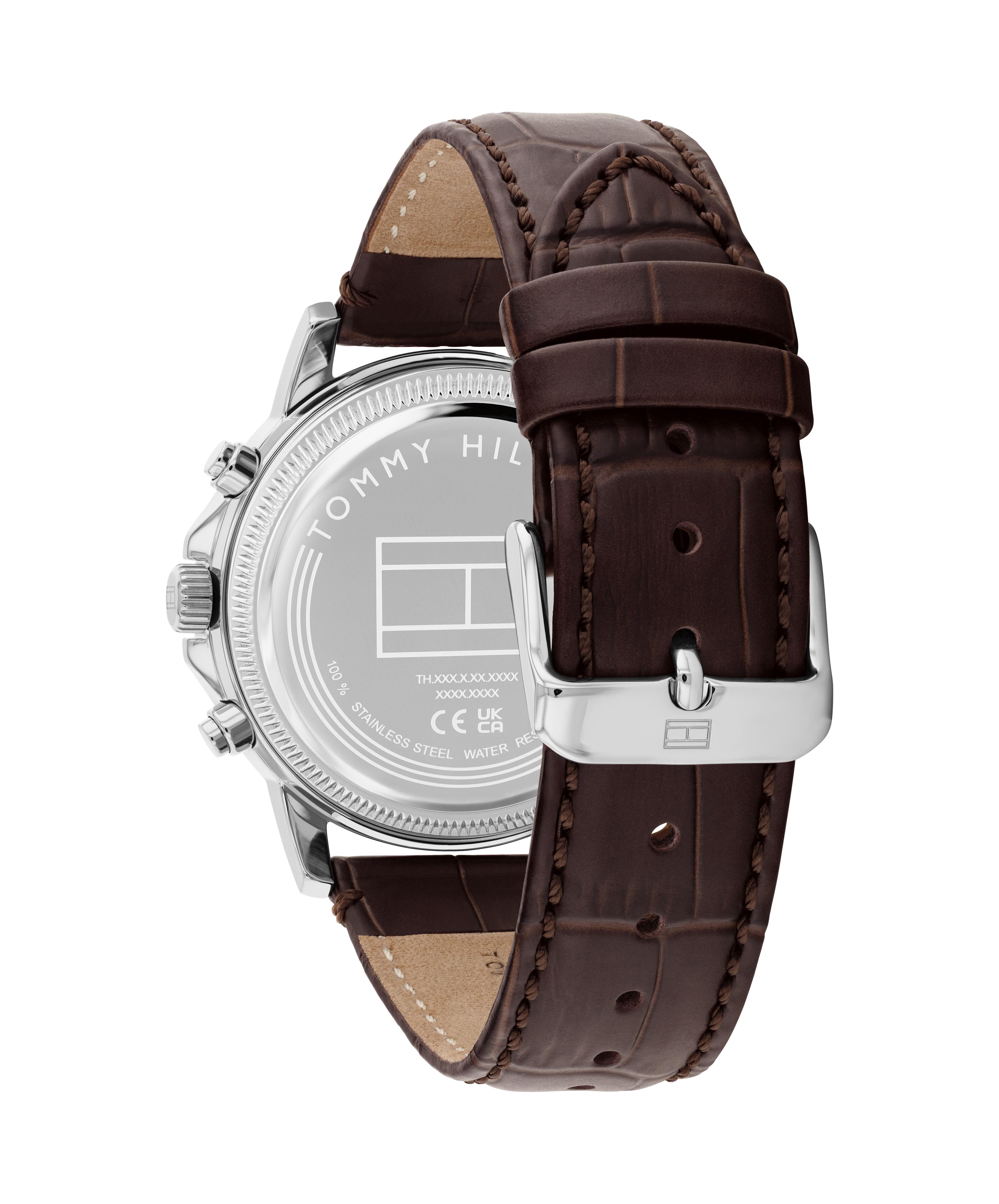 Tommy Hilfiger Multifunktionsuhr Stewart 1710746, Quarzuhr, Armbanduhr, Herrenuhr, Lederarmband, analog