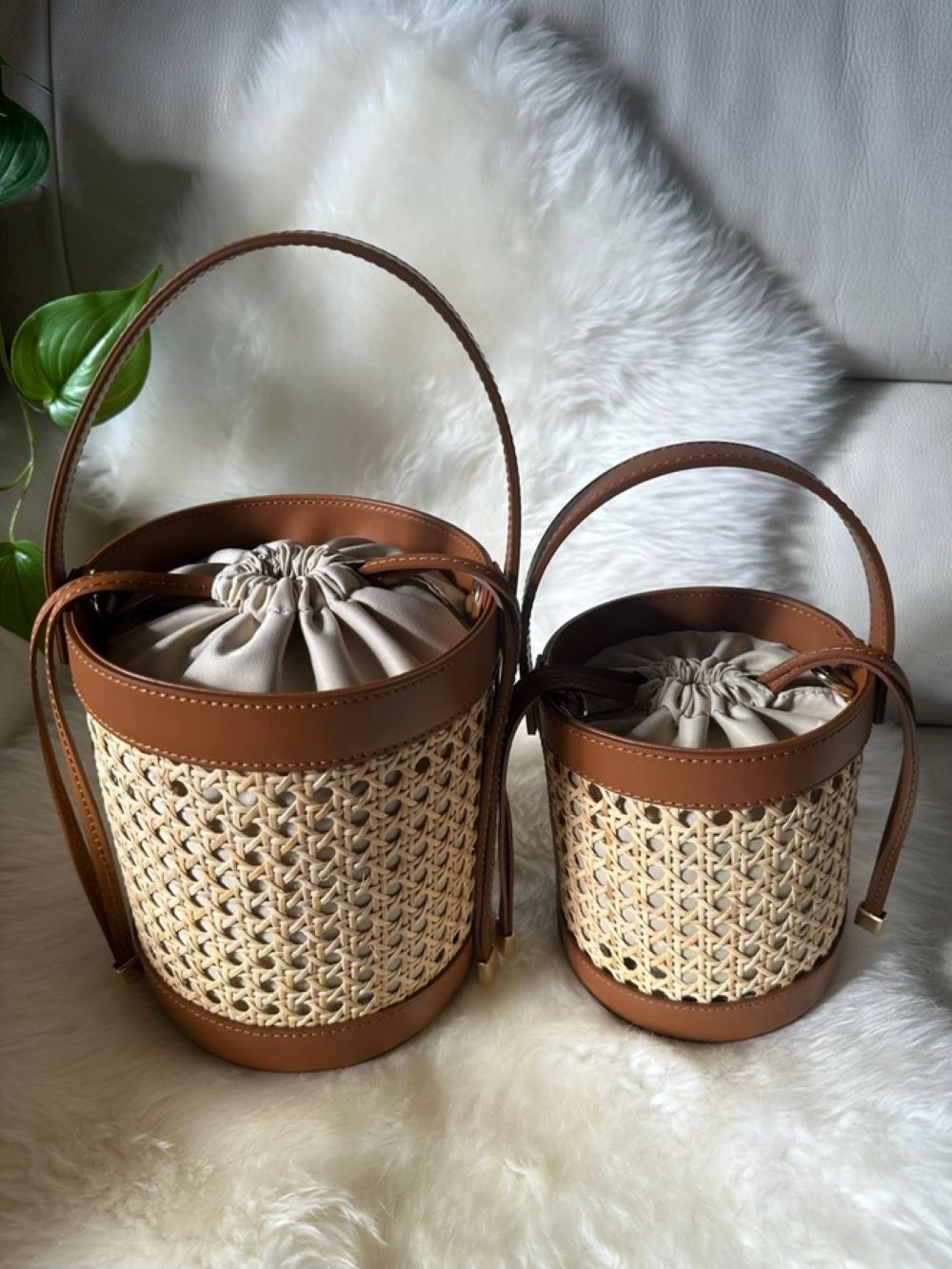 Goodman Design Handtasche Exklusive Eimer-Tasche aus Wiener Geflecht und Echtleder, Handgefertigt in Italien – echte italienische Handwerkskunst