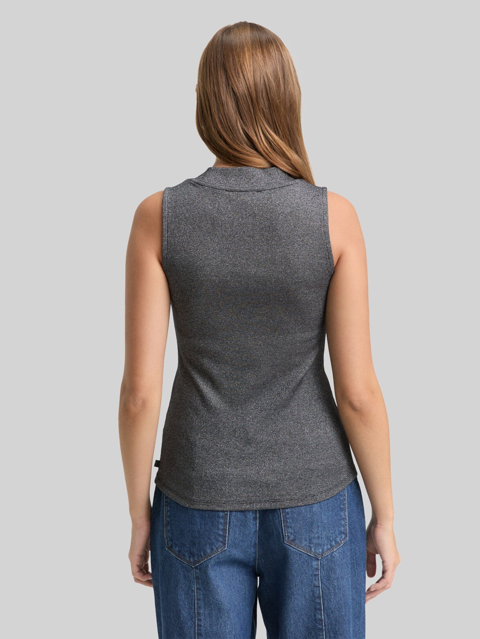 TOM TAILOR Denim Trägertop T-Shirt Slim Fit Top mit Glitzer-Effekt