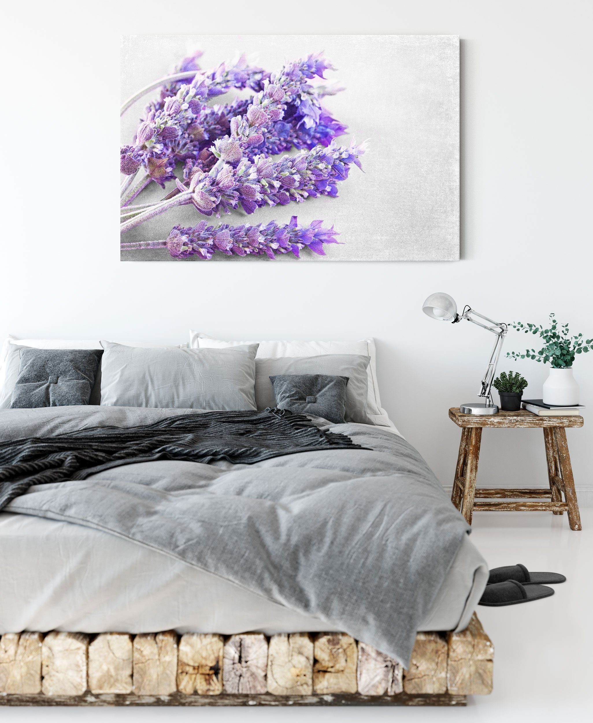 Zackenaufhänger getrockneter Lavendel, fertig getrockneter inkl. Leinwandbild St), Leinwandbild Lavendel (1 bespannt, Pixxprint