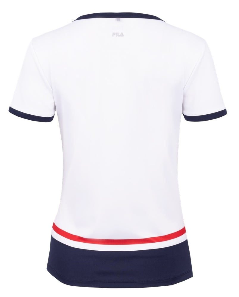 Fila T-Shirt Tennis-Shirt Elisabeth (V-Ausschnitt) weiss/navyblau Mädchen/Girls