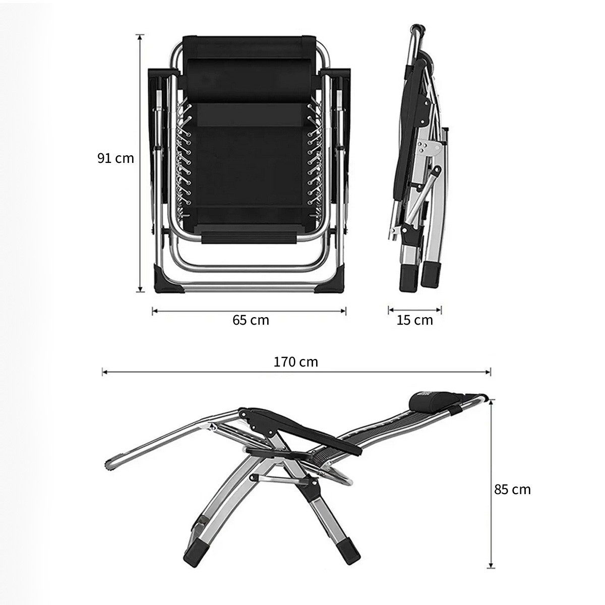 Divit Gartenstuhl Gartenstuhl Liegestuhl Sonnenliege klappbar mit Auflage Metall SR11 bl