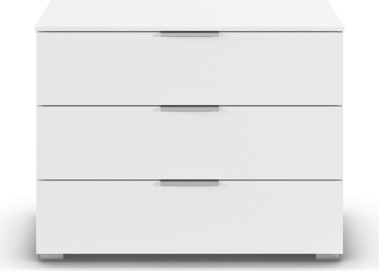 rauch Schubkastenkommode Lowboard Sideboard Schubladenkommode Kommode ASTANA (Breite 80 cm / Höhe 61 cm), mit 3 geräumigen Schubladen, Kantengriff in Alufarben MADE IN GERMANY