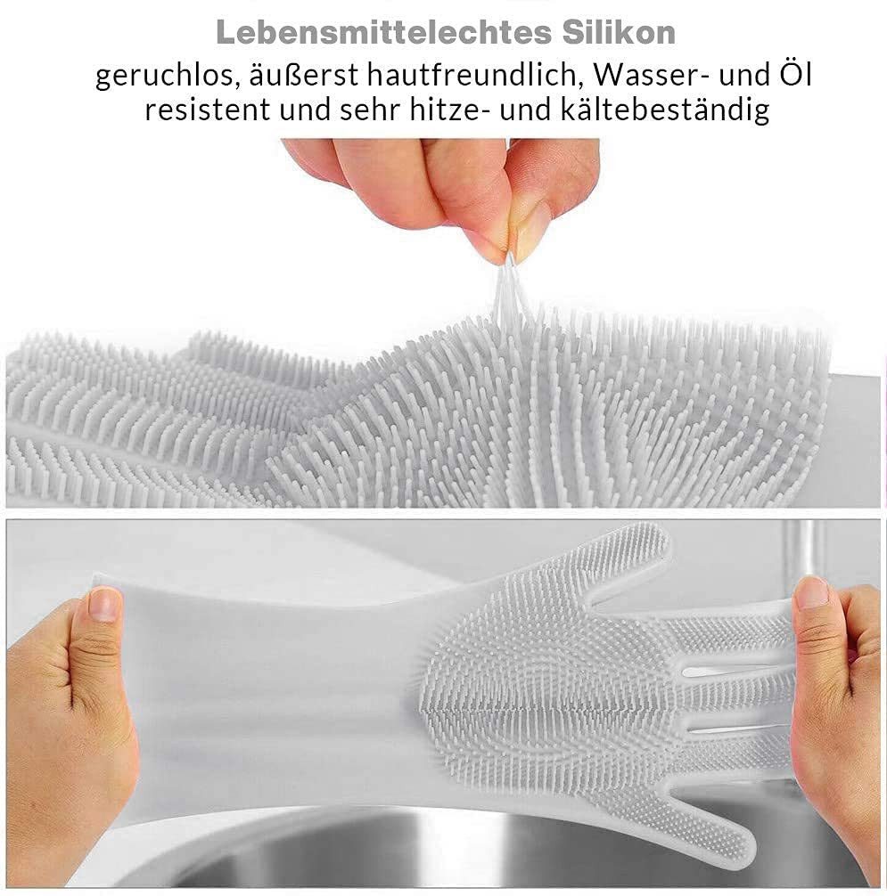 Geschenkehöhle Putzhandschuh Silikon Waschhandschuhe mit Noppen & feinen Bürsten ideal zum Reinigen Hitzebeständig, Wiederverwendbar, Umweltfreundlich & BPA-frei