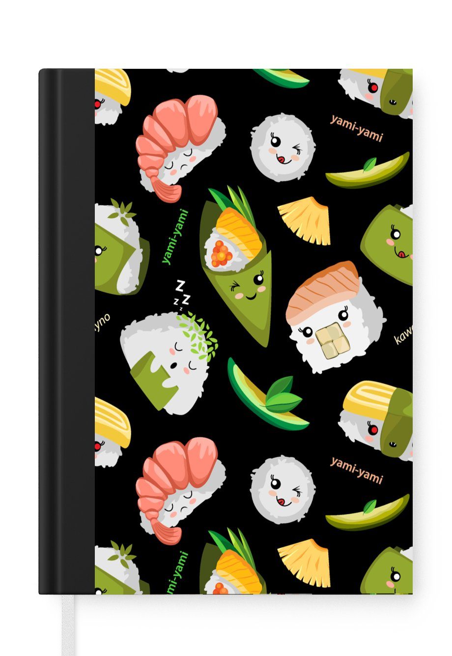Sushi Tagebuch, A5, Kawaii Seiten, - MuchoWow Merkzettel, - 98 Journal, Haushaltsbuch Notizheft, Schablonen, Notizbuch