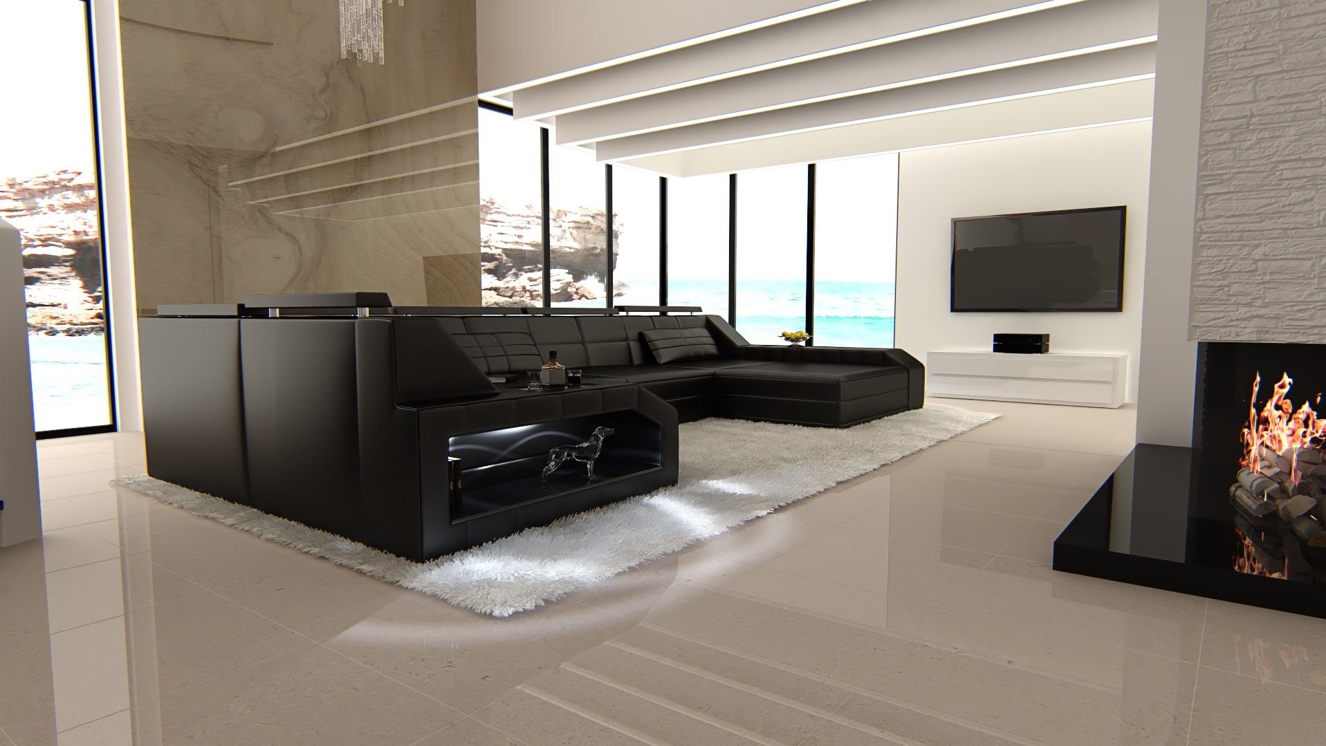 Sofa Dreams Wohnlandschaft Sofa Leder Ledercouch günstig online kaufen