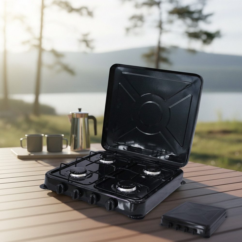Gaskocher Campingkocher 4 flammig Gaskocher Camping Kochfeld Metall Gasbrenner
