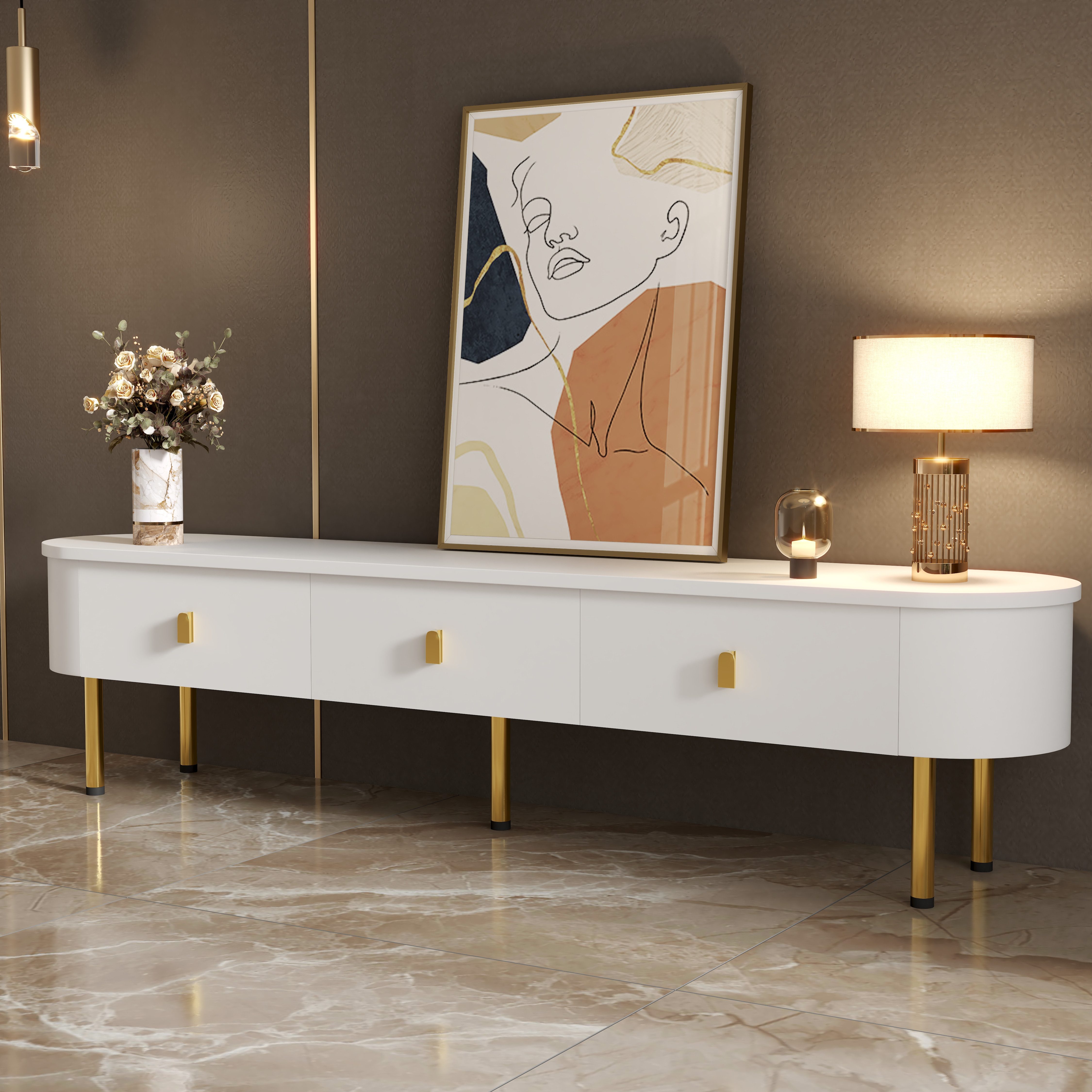 HAUSS SPOLE Wohnzimmer-Set mit Schubladen, goldenen Griffen und Beinen, ges günstig online kaufen