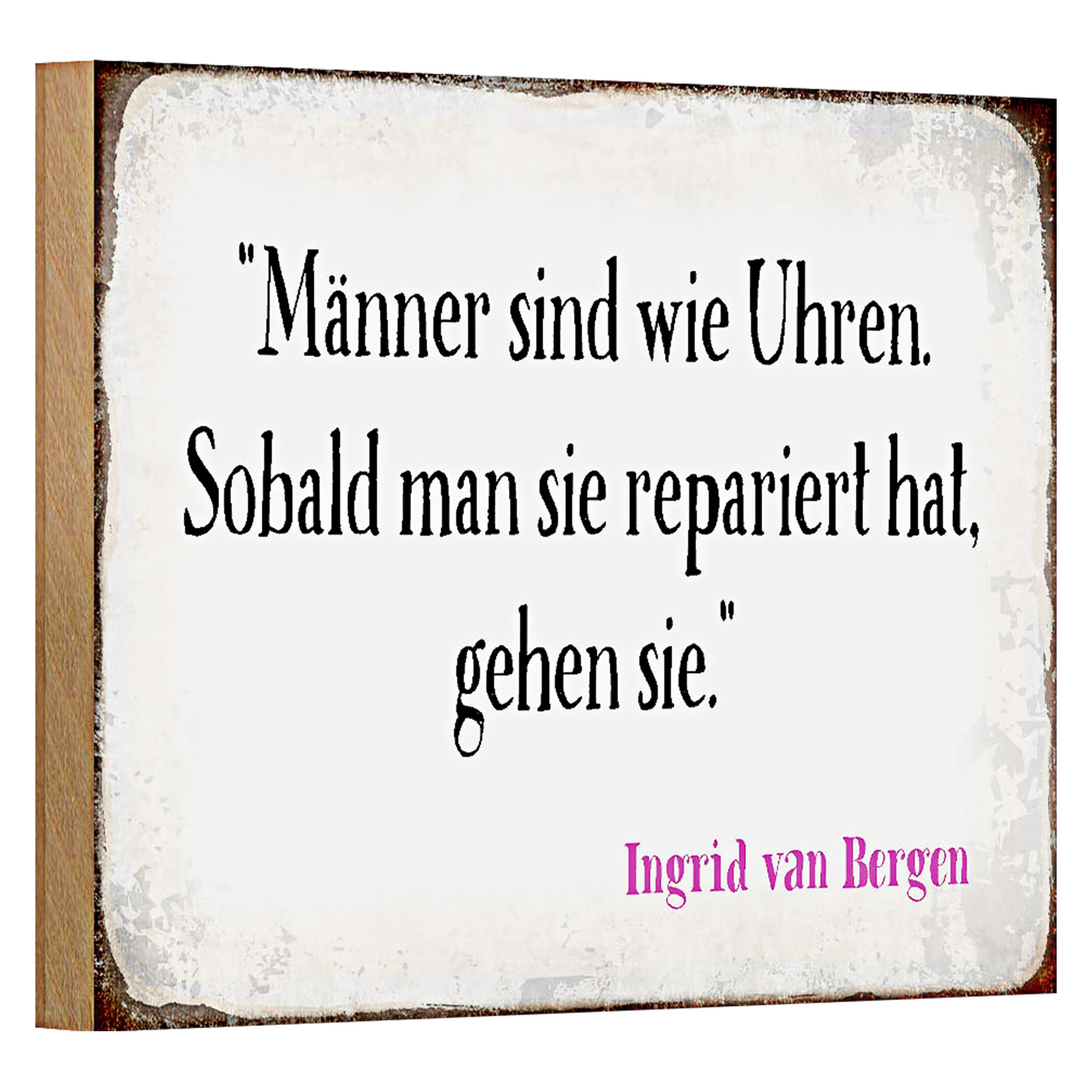 Roomando Holzbild Spruch 18x12cm Männer wie Uhren