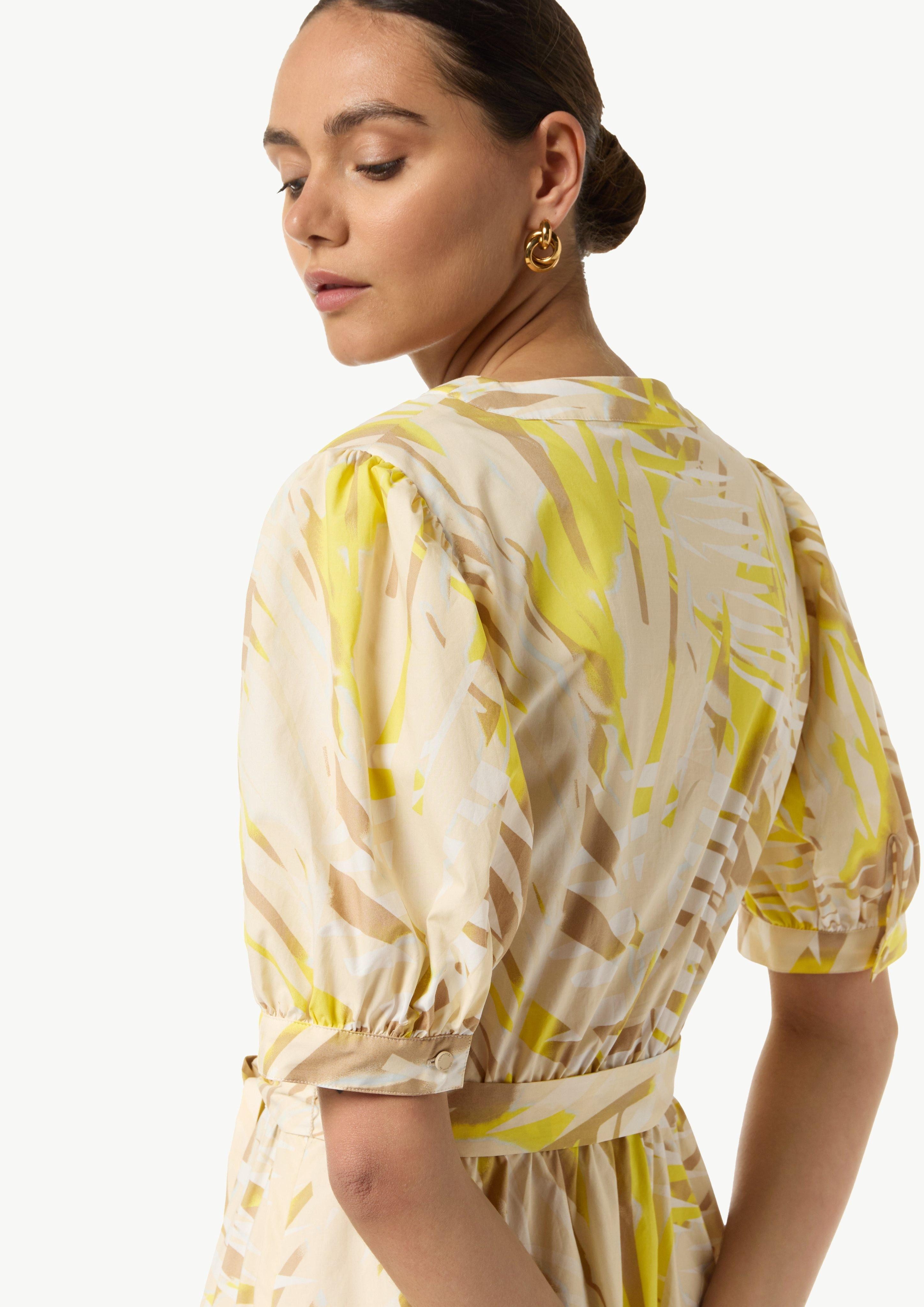 Comma Maxikleid Baumwoll-Kleid mit Puff-Ärmeln Raffung günstig online kaufen