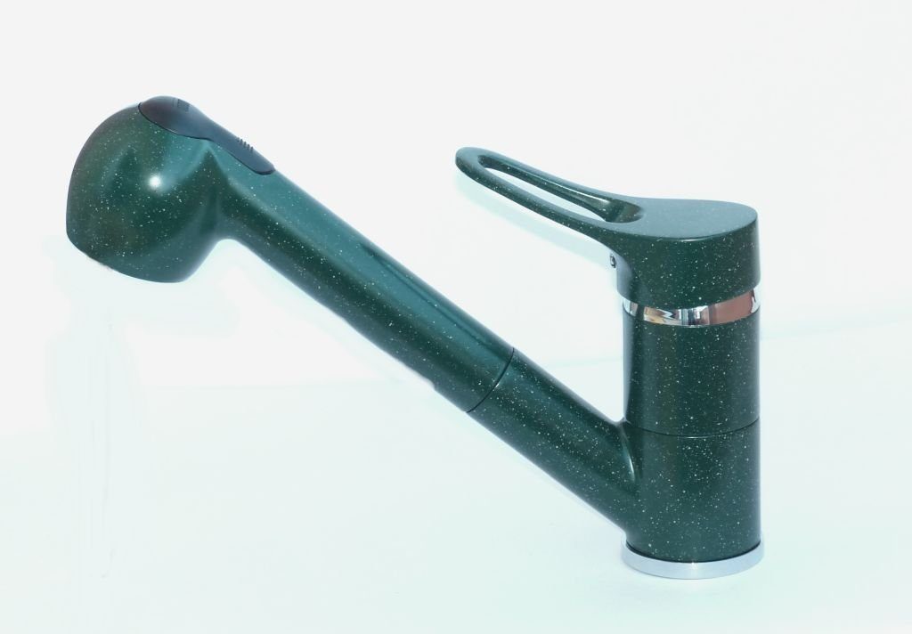 WAGNER design yourself Küchenarmatur Einhebel Spültisch Armatur Wasserhahn mit Brause Granit Grün grün-chrom | Armaturen