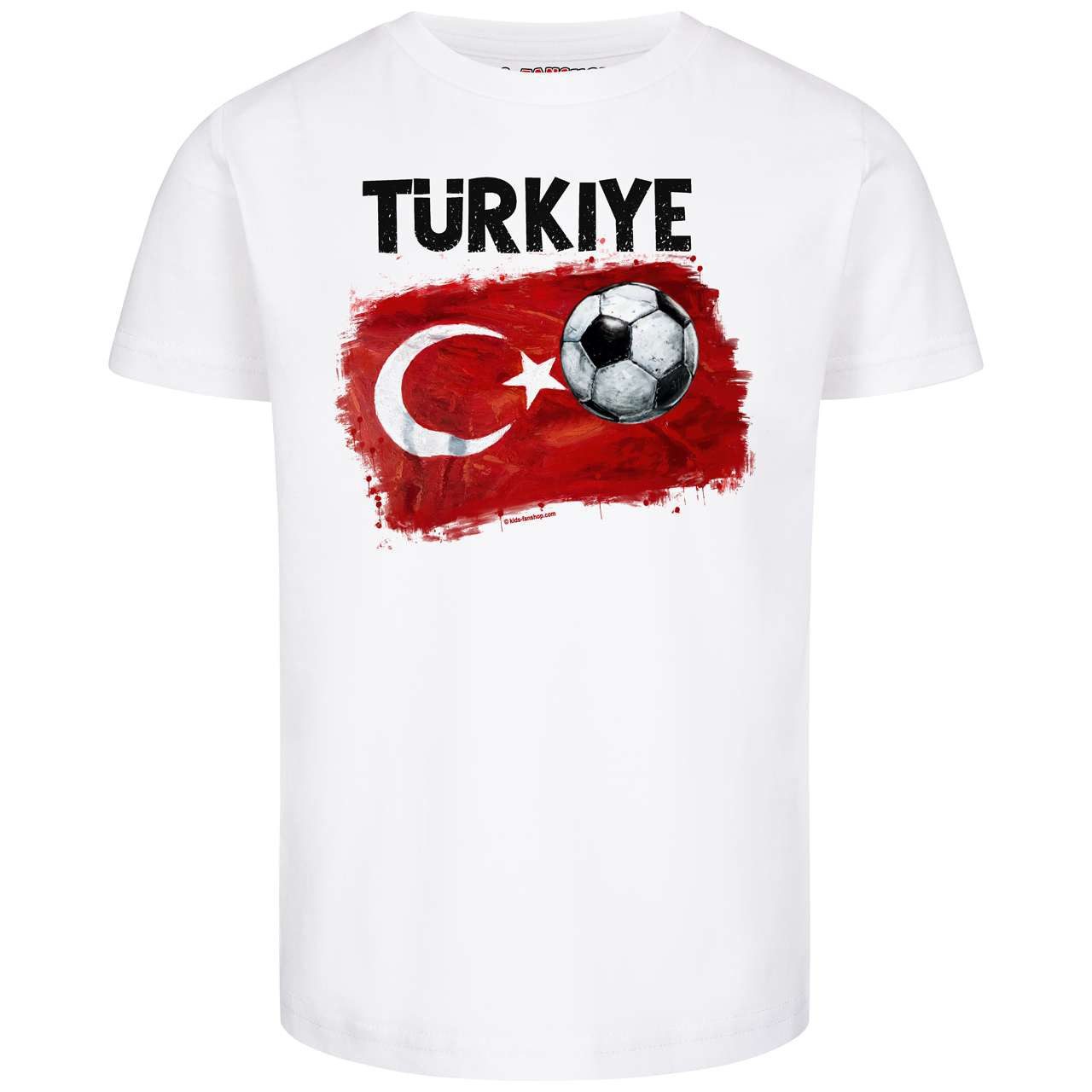 T-Shirt mit Türkei-Fahne und Fußball Druck für Kinder