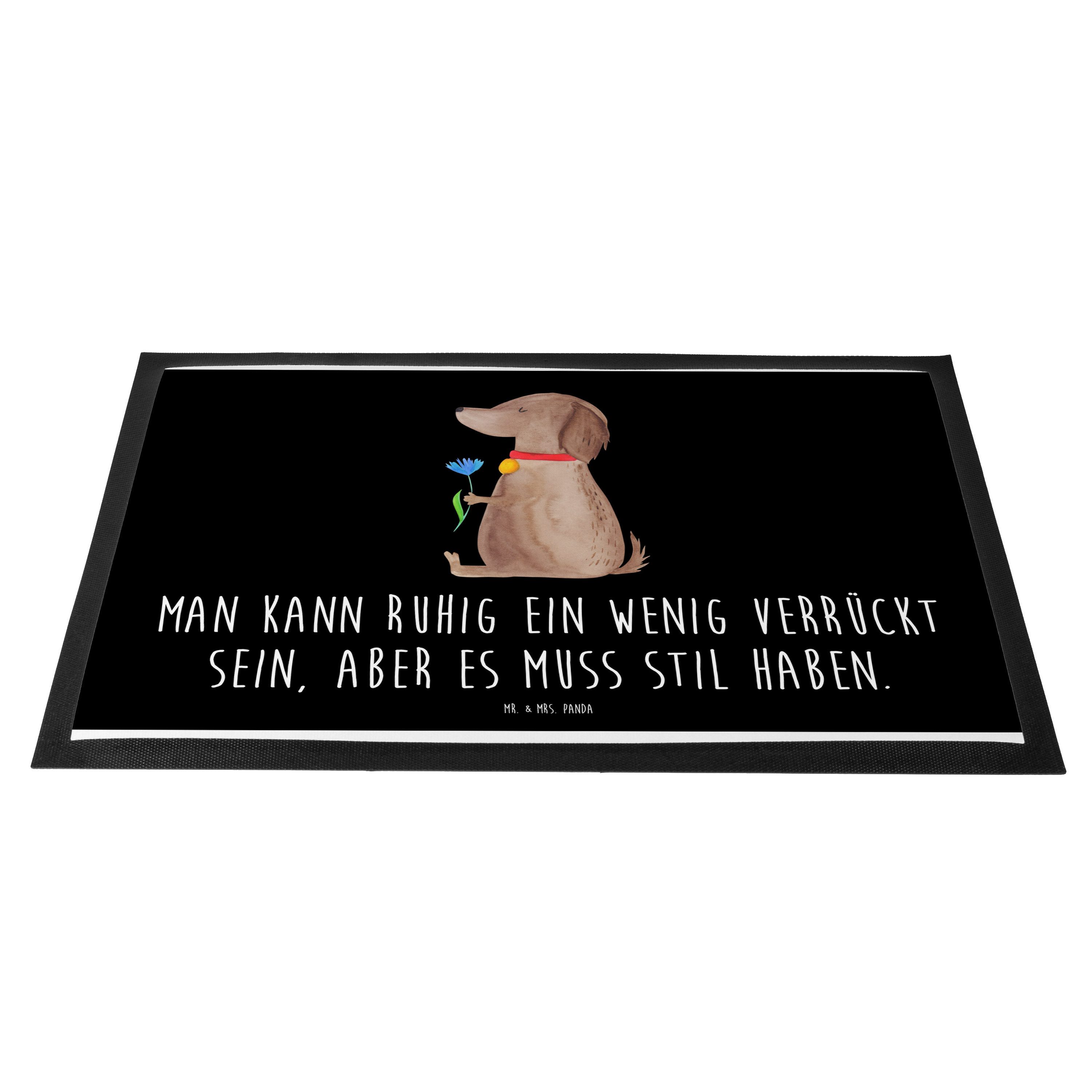 Mr. & Mrs. Panda Fußmatte Hund Blume, fußmatte 40 x 60 cm, Schwarz, Fußmatten, Blume, Haha, Tür, Höhe: 40 mm
