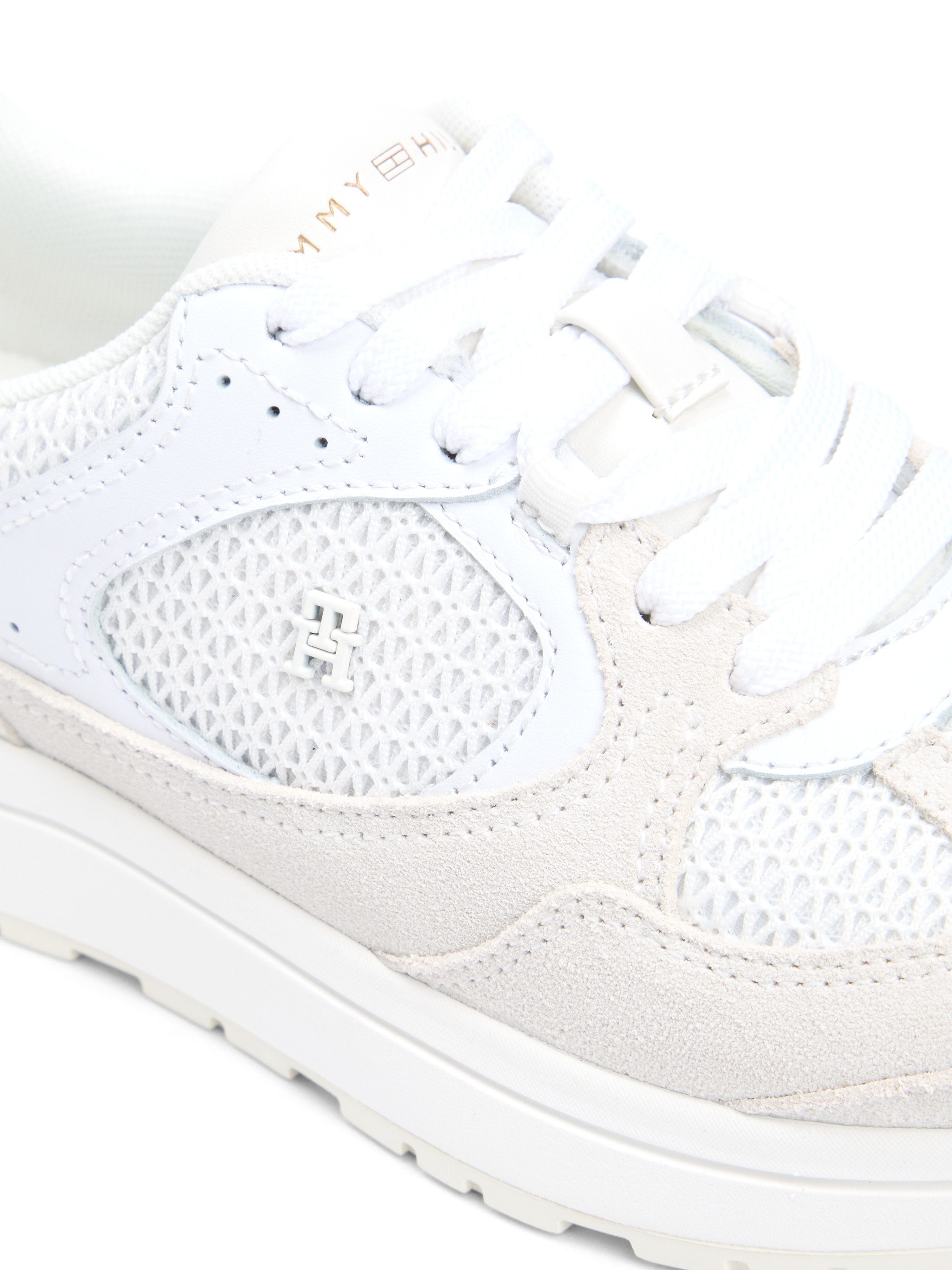 Tommy Hilfiger TH MIX MATERIAL RUNNER Plateausneaker Freizeitschuh, Schnürer, Plateausneaker mit Logoemblem