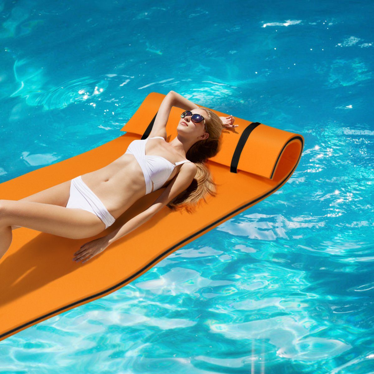 COSTWAY Badeinsel Wasserliege, 220x90cm, 100kg belastbar