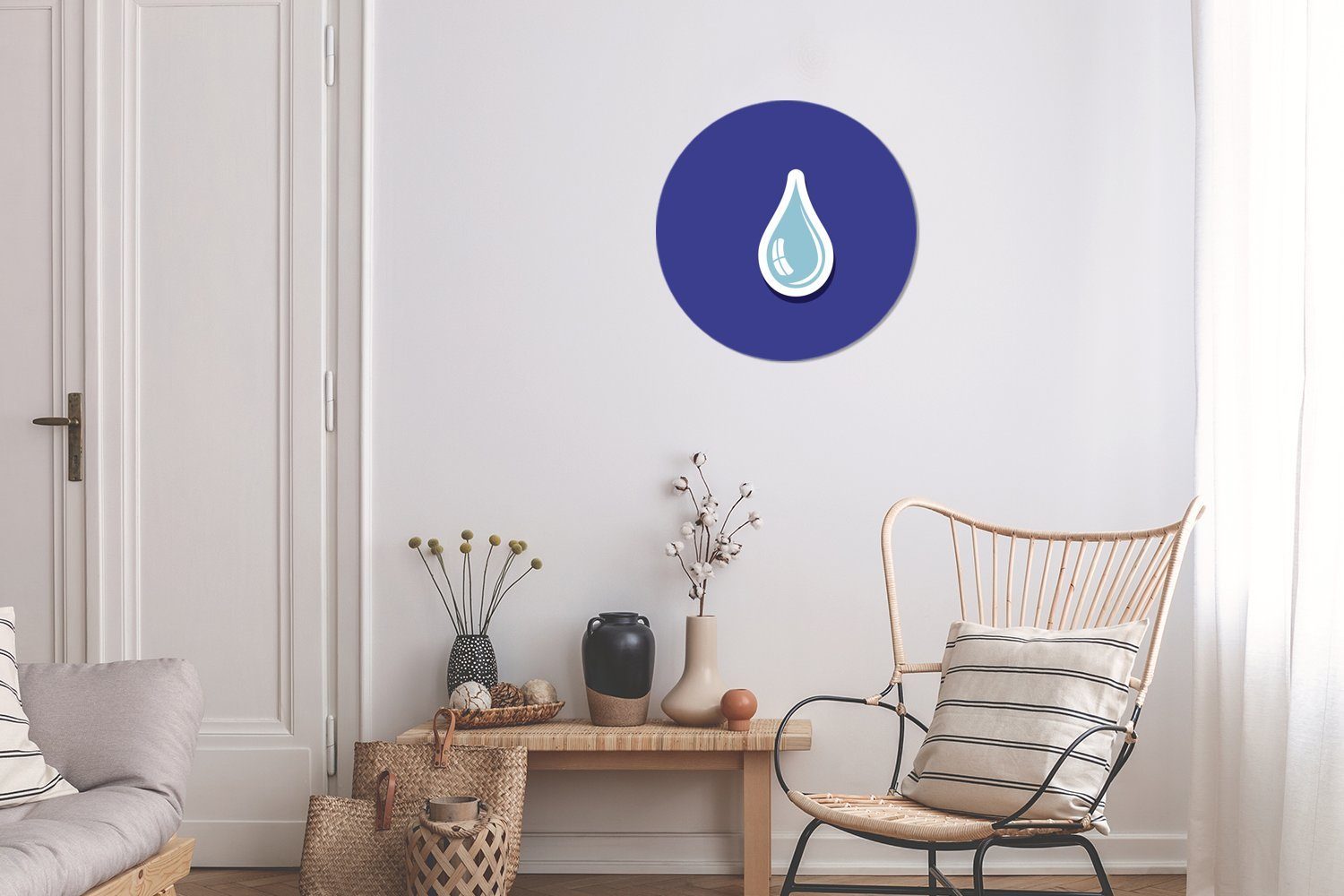 St), Rund, Tapetenkreis Eine für Wohnzimmer eines Tapetenaufkleber, Illustration (1 Wassertropfens hellblauen Wandsticker MuchoWow Kinderzimmer,