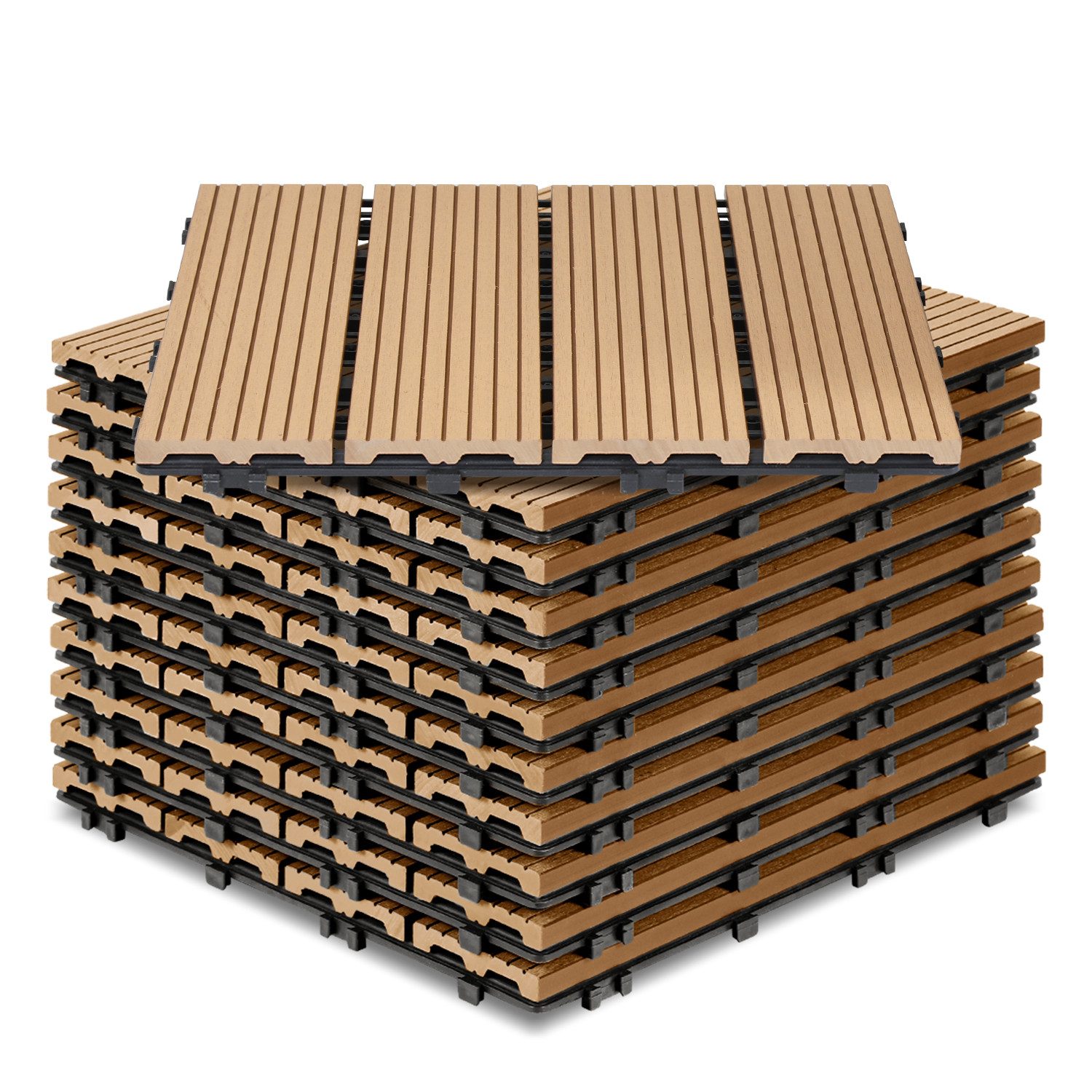 Clanmacy Holzfliesen WPC Terrassenplatte für Garten günstig online kaufen