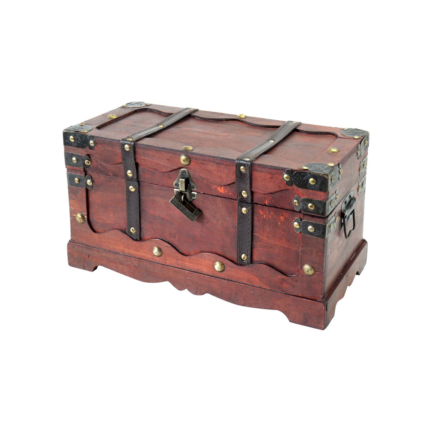 HMF Schatzkiste Handgefertigte Holztruhe Frankreich (1 St), Dekorative Хранилищаsbox mit Schloss, 40x20x22cm