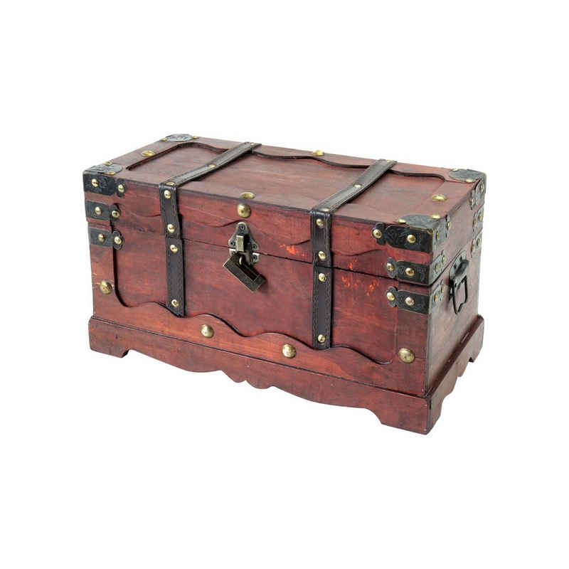 HMF Schatzkiste Handgefertigte Holztruhe Frankreich (1 St), Dekorative Aufbewahrungsbox mit Schloss, 40x20x22cm