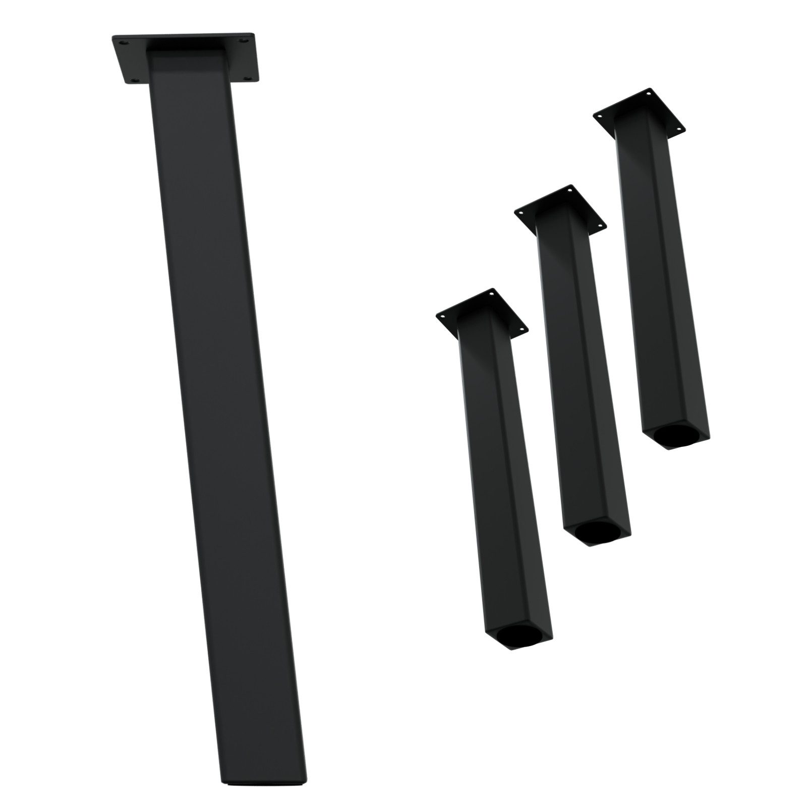 Tischbein Set 4 Stück Möbelfuß schräg 96° Stahl schwarz 8x8cm 72cm Couchtischban
