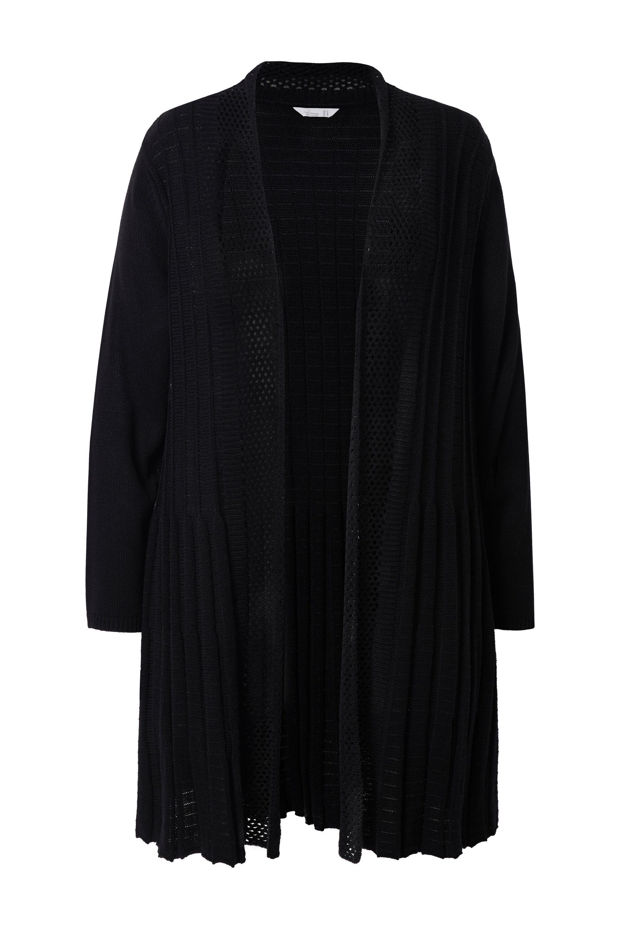 MIAMODA Strickjacke Strickjacke längere A-Linie Strukturmix Wellensaum günstig online kaufen