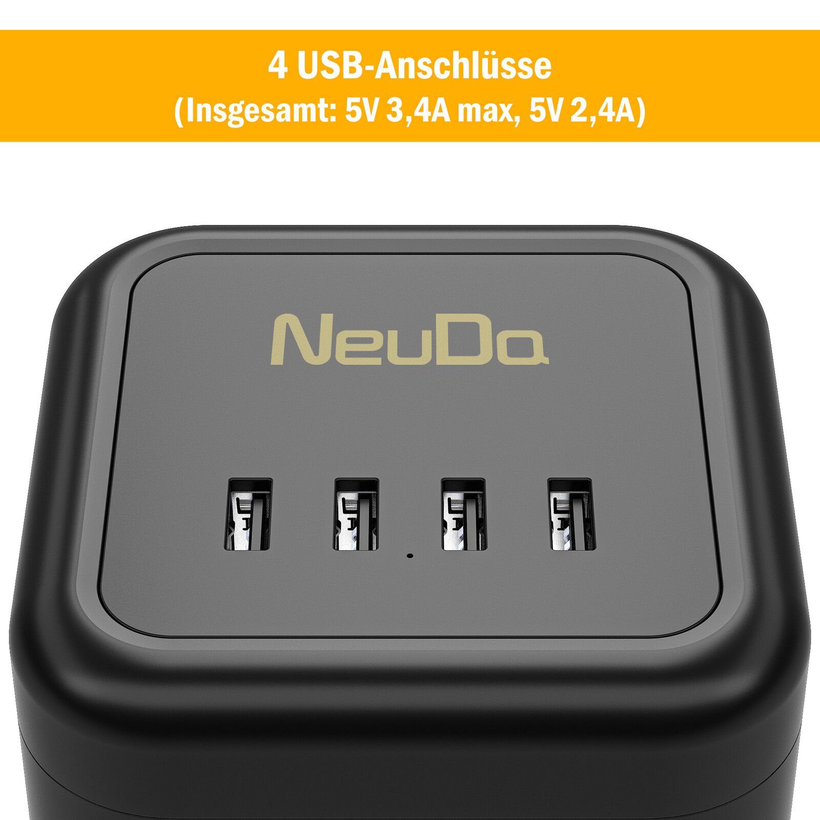 neue Mehrfachsteckdose Steckdosenleiste USB Kabel 12 dawn Schalter/4 2m Mehrfachsteckdose mit Fach