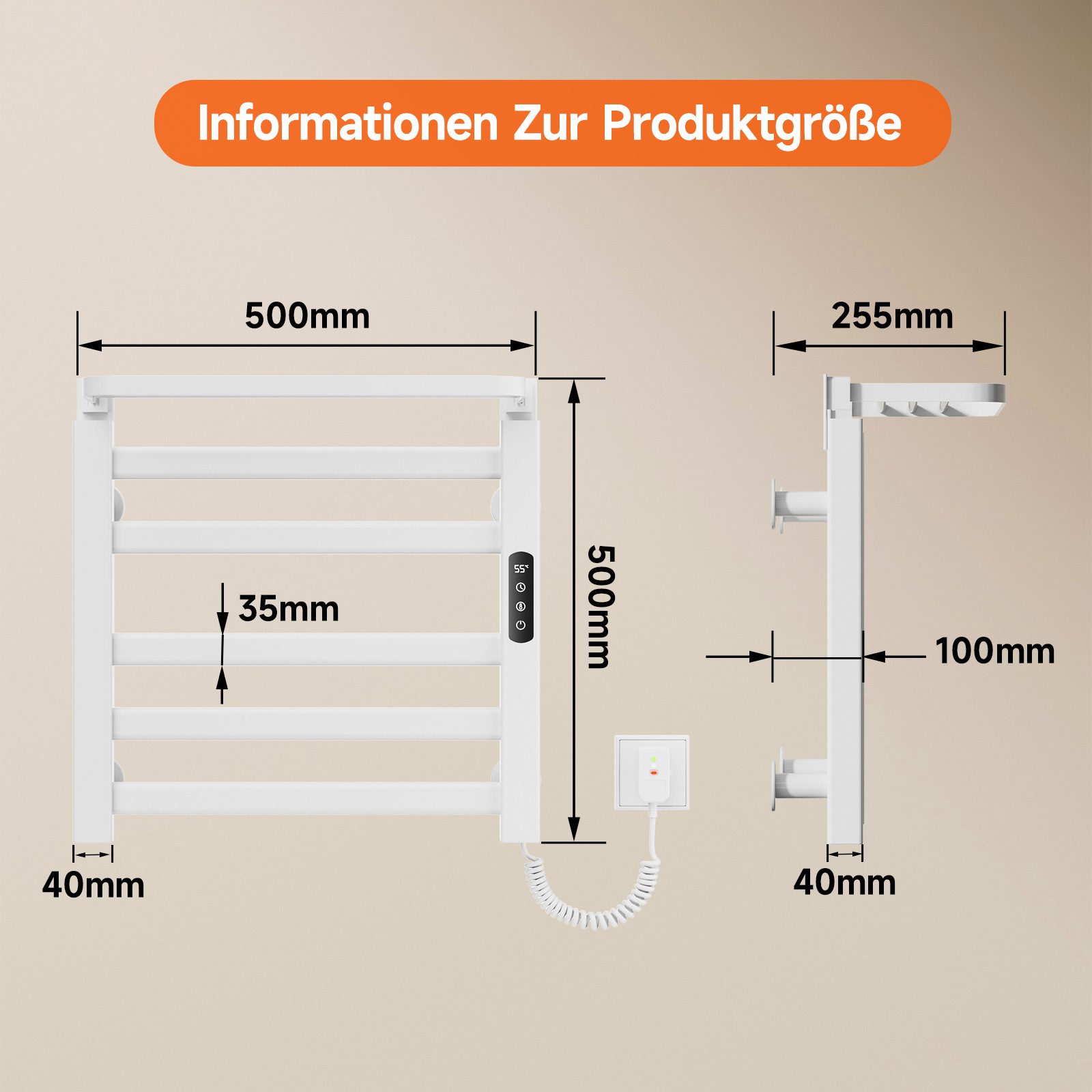Oihpaw Elektrischer Badheizkörper 500x500mm,Intelligenter thermostatischer günstig online kaufen