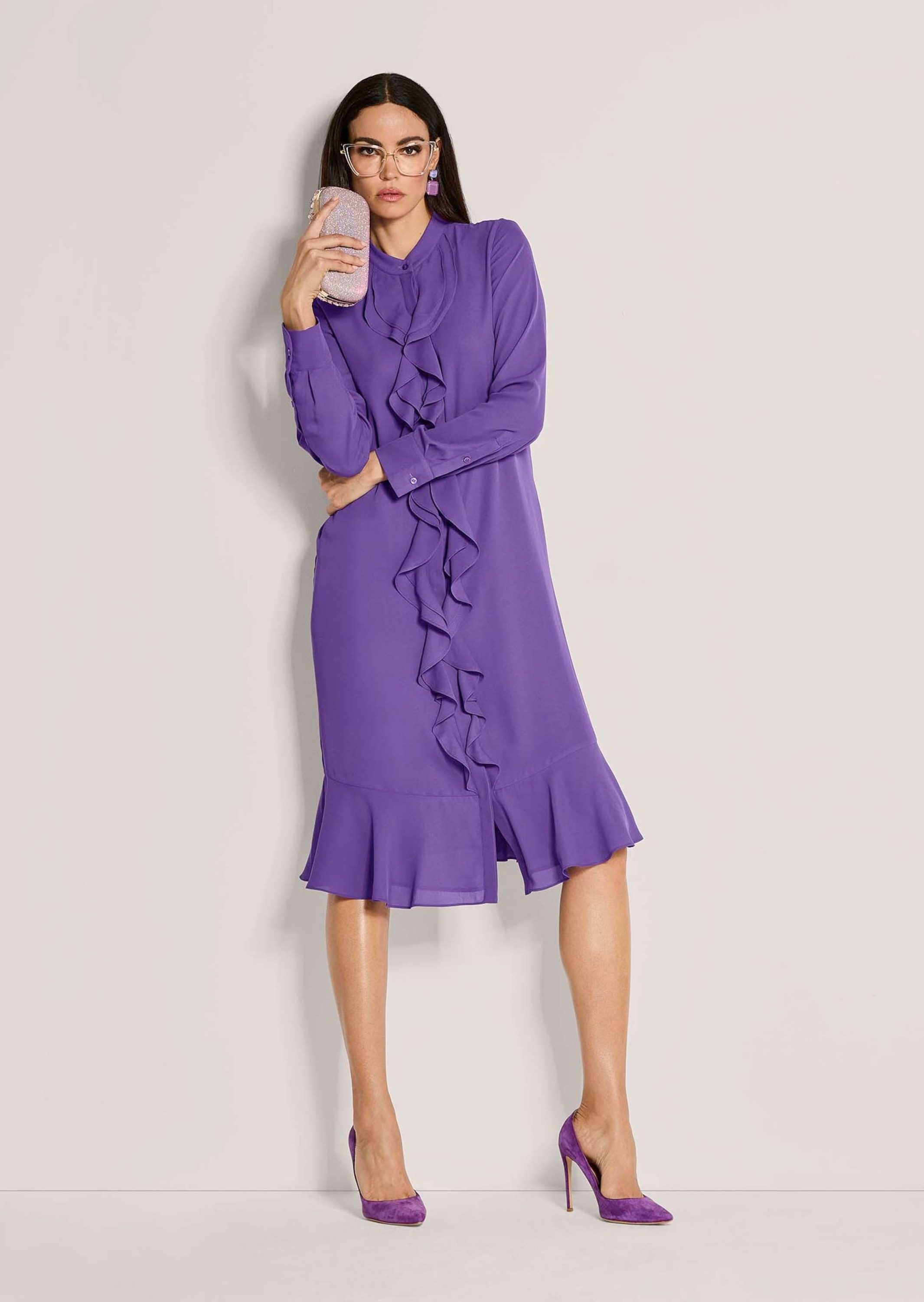 MADELEINE Midikleid Elegantes Volant-Kleid mit Rundhals Romantisches Design mit Volants und langen Ärmeln