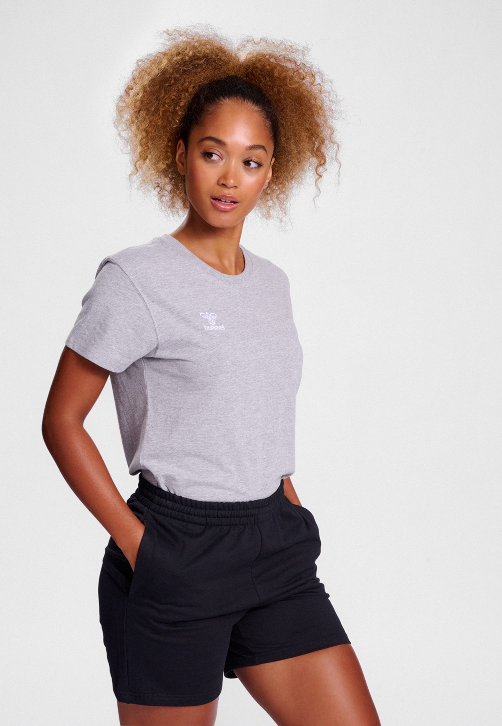 hummel T-Shirt Rundhalsausschnitt gesticktes Logo Regular günstig online kaufen