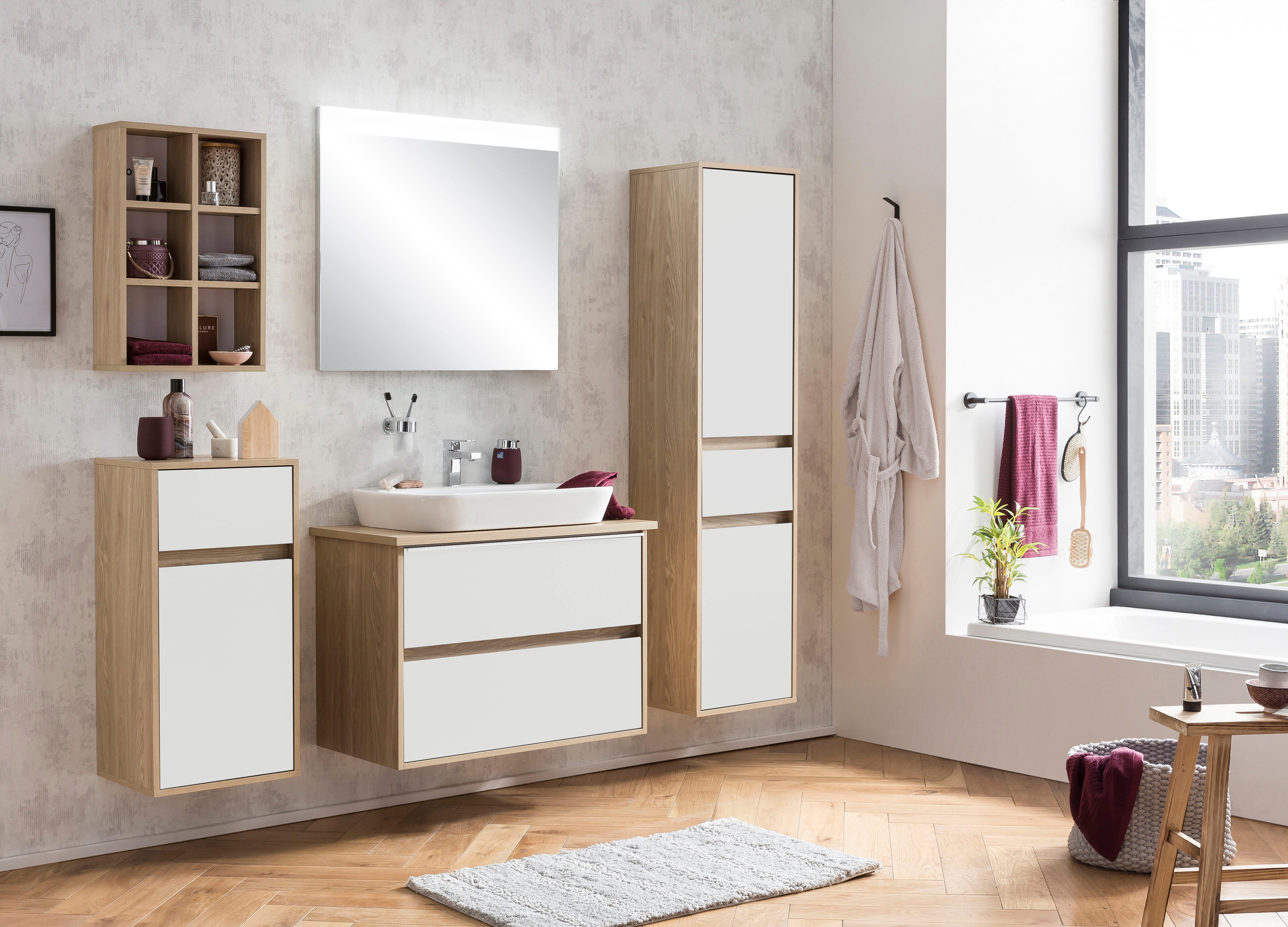 Schildmeyer Wandregal Mali, Breite 40 cm, 6 offene Regalfächer, Holzdekor mit fühlbarer Struktur