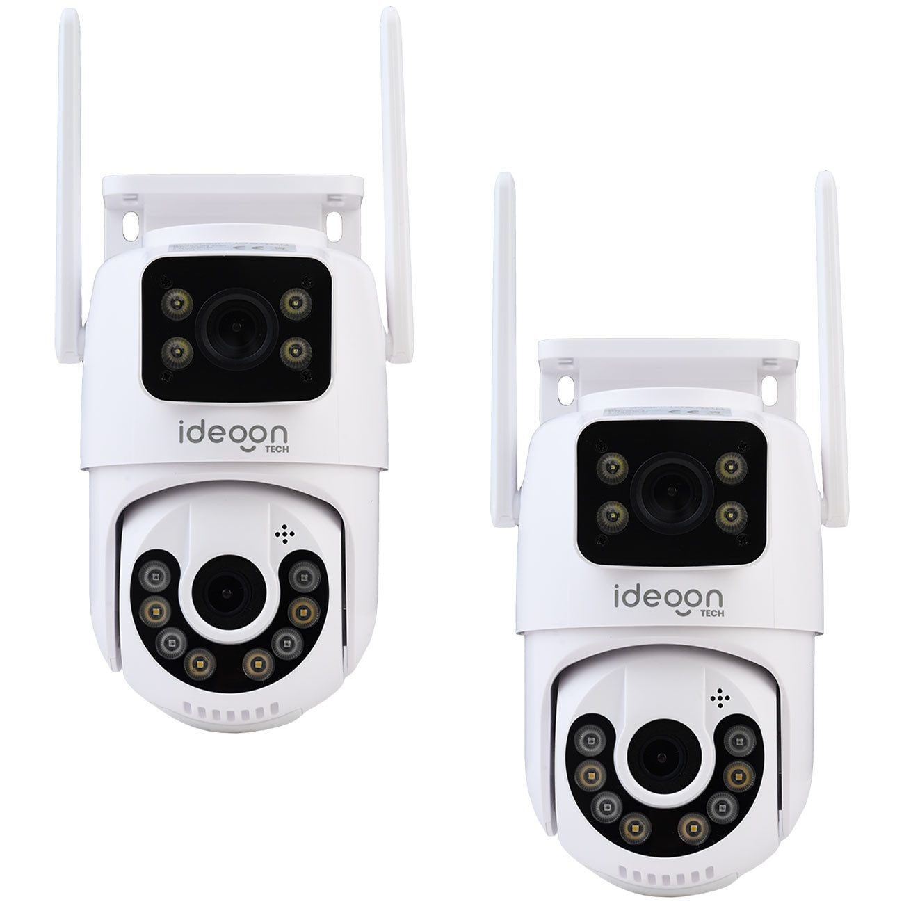 shop'n smile ideoon IP-Überwachungskamera Leistungsstarke Dual Lens Outdoor Überwachungskamera 355° Nachtsicht (Außenbereich, 2-tlg., IP66, Full HD, 355°/90° Schwenk, 3.6mm Objektiv, 80°, 15,96 dBm)