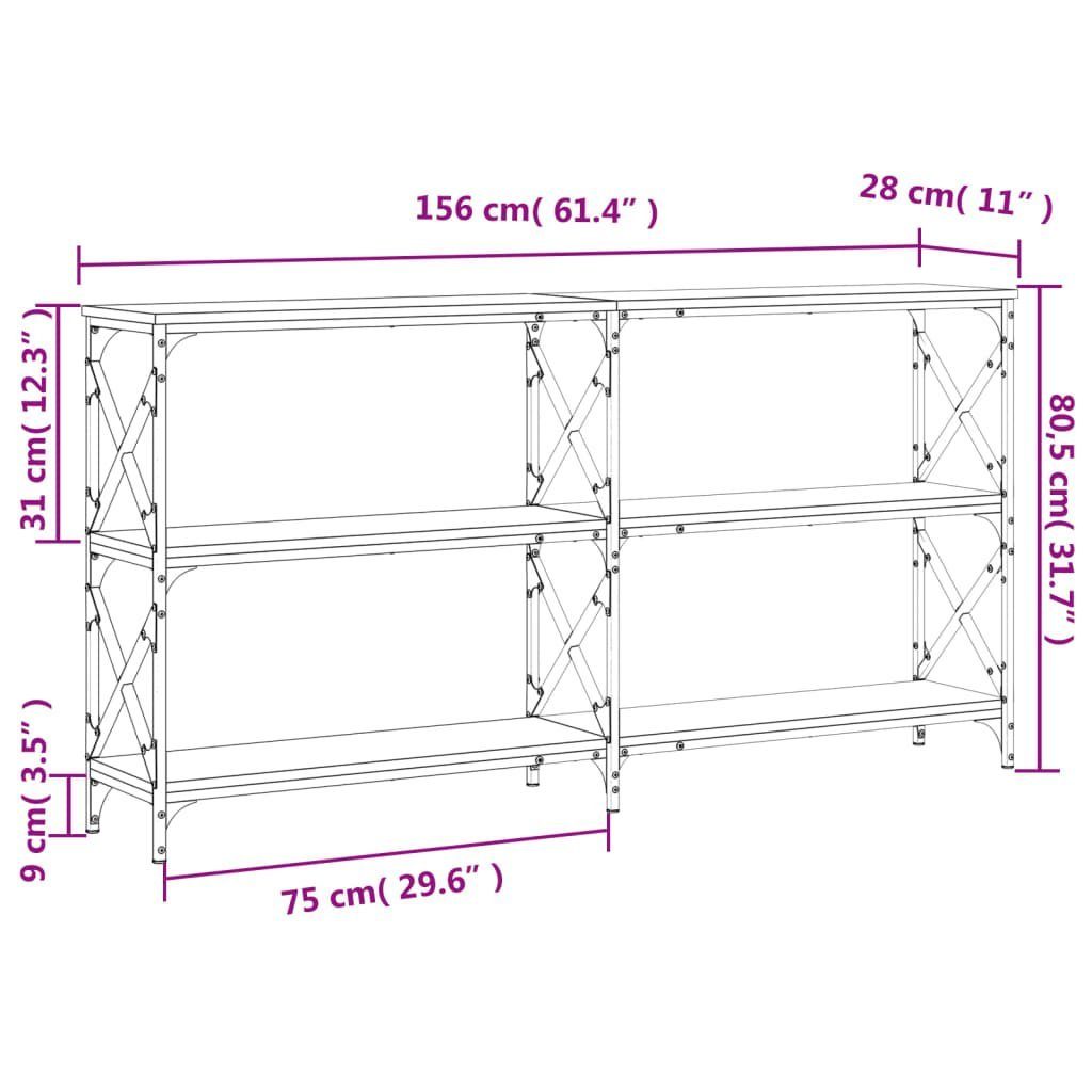 furnicato Beistelltisch Konsolentisch Räuchereiche cm Holzwerkstoff 156x28x80,5