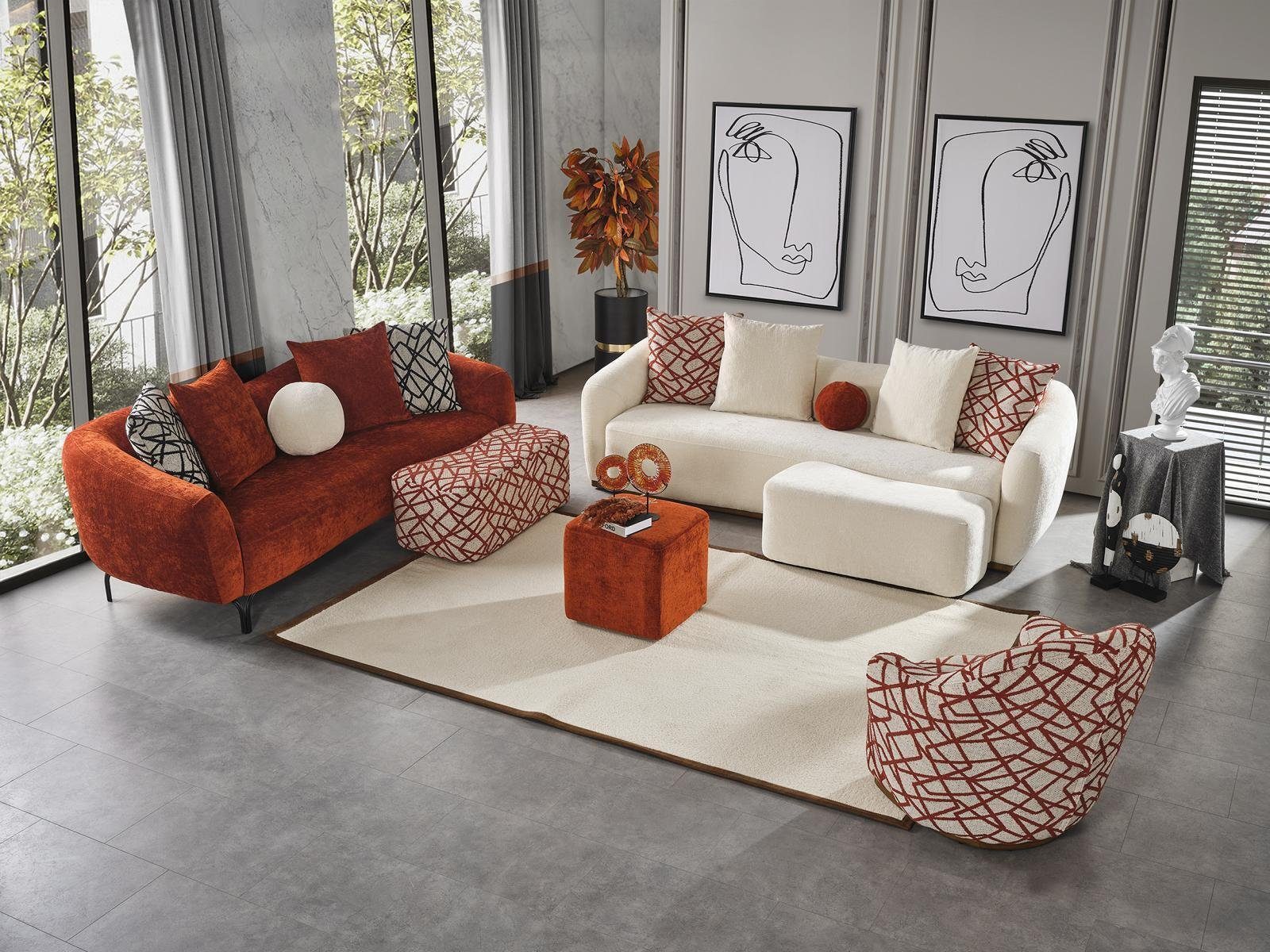 Sofa Sitzer Modern 3 Stoff Sofa Orange, Teile, 1 in JVmoebel Europa Design Sofas Made Dreisitzer