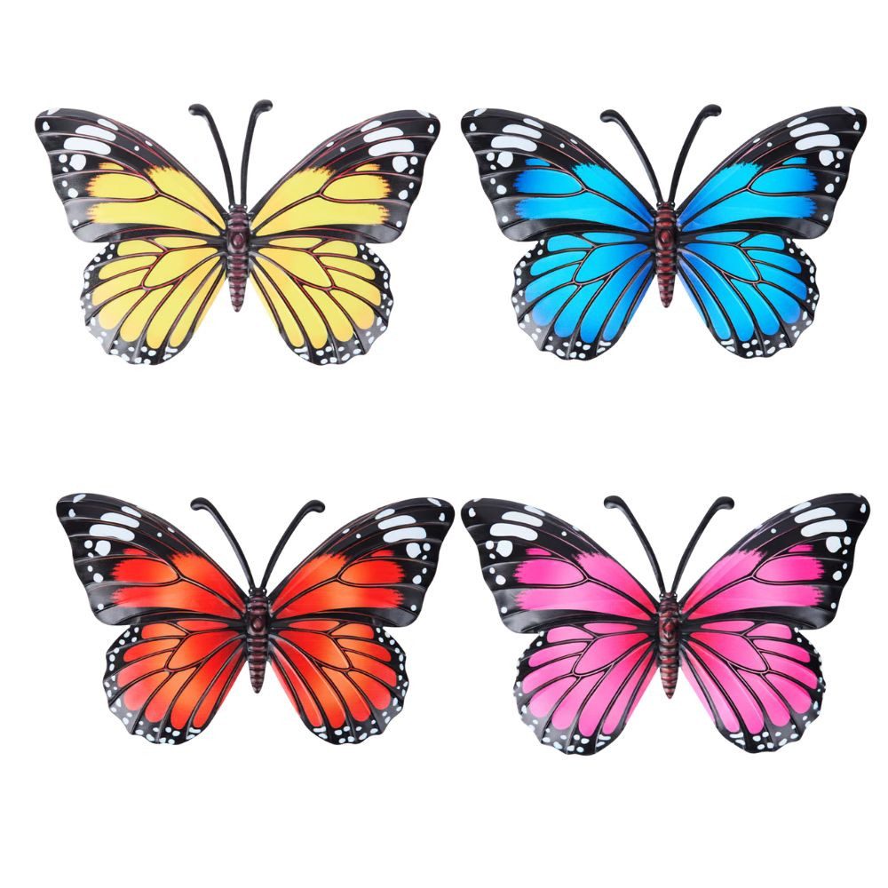 Haushaltshobel 4er Set Deko Schmetterling Metall Wanddeko bunte Farben Wandschmuck