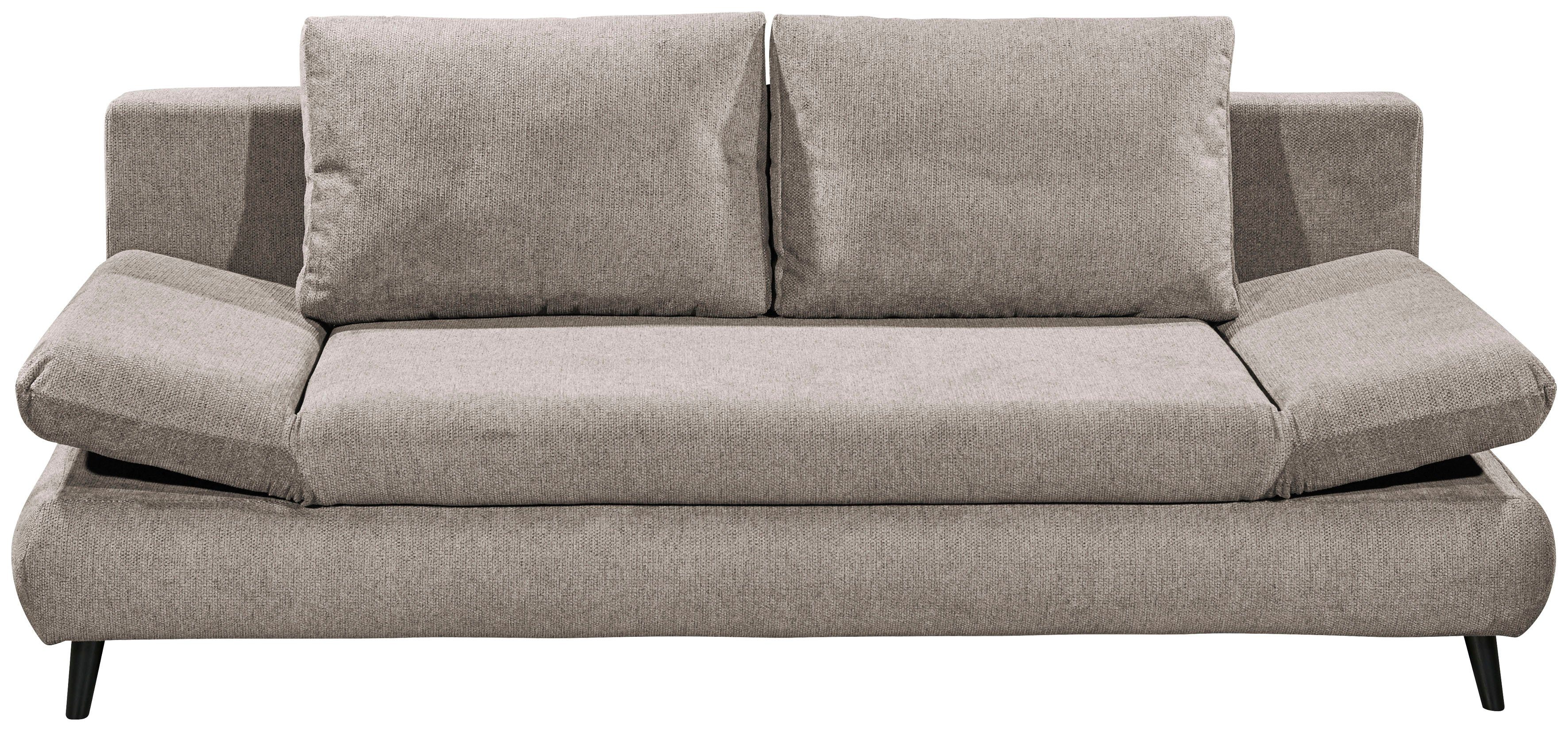 ED EXCITING DESIGN Schlafsofa Sunny, mit Bettfunktion, Armteilverstellung, Bettkasten sowie Rückenkissen grau-beige