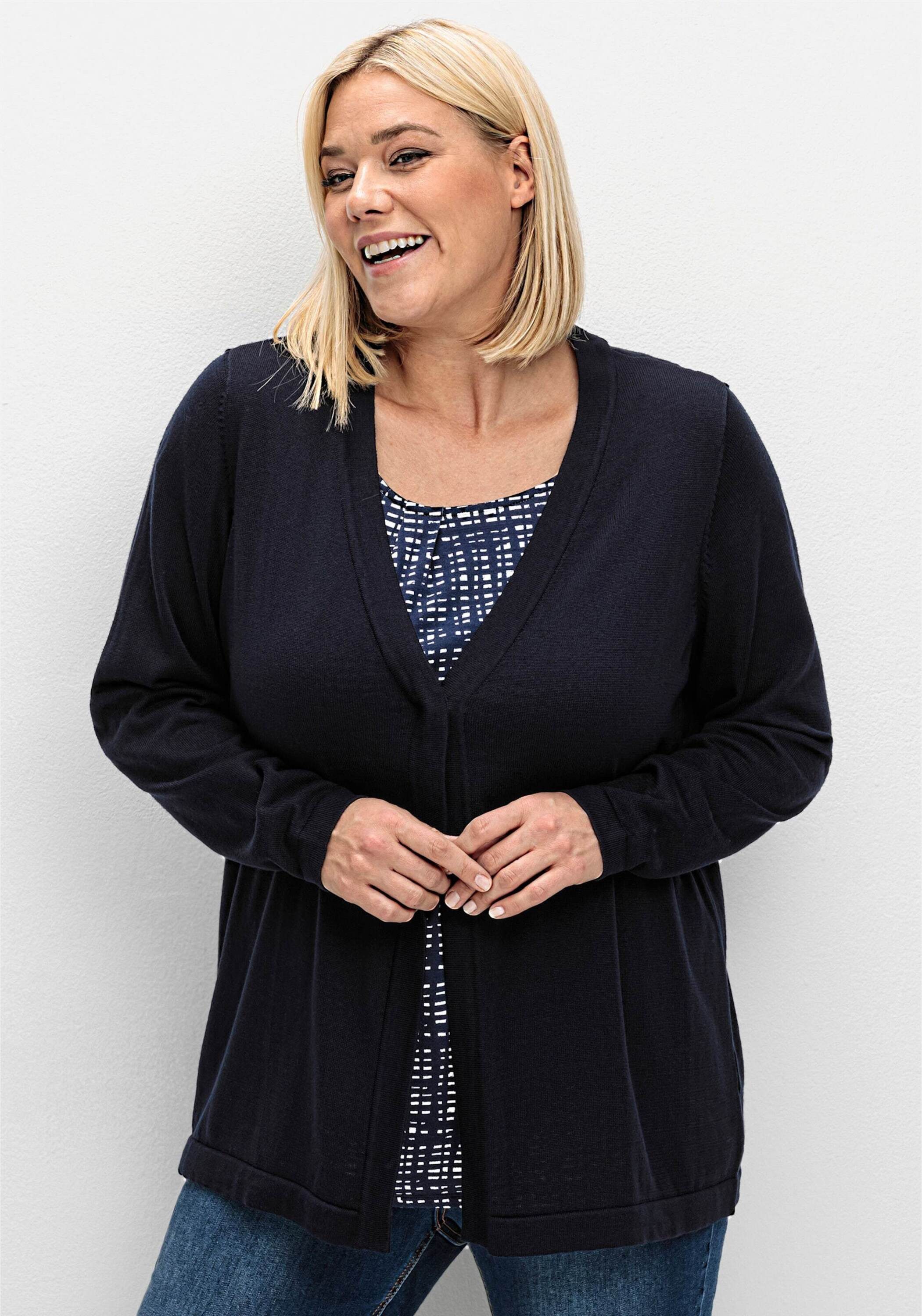 Sheego Strickjacke Strickjacke Langarm aus feinem Viskosemix