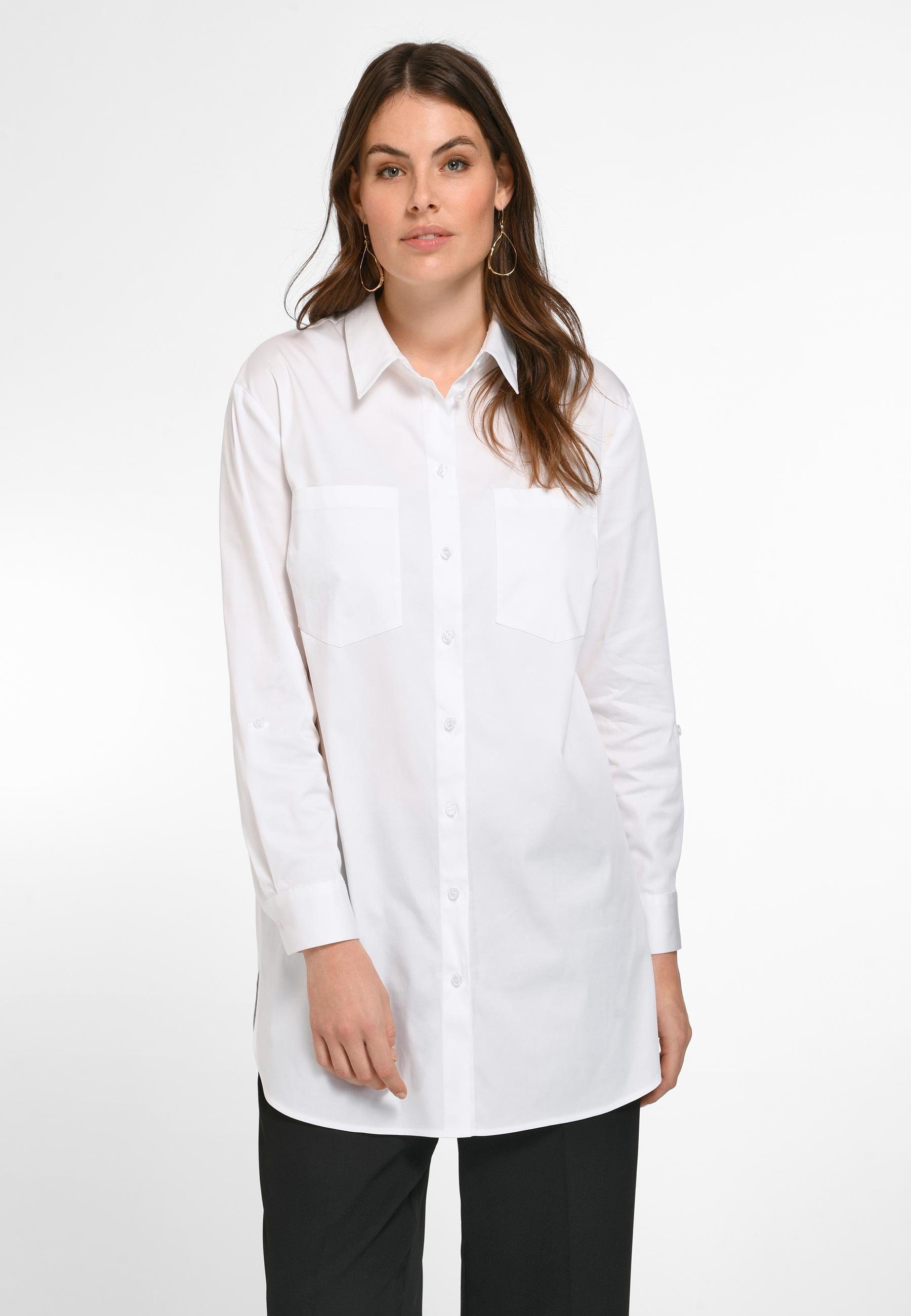 Emilia Lay Klassische Bluse Cotton mit modernem Design weiss