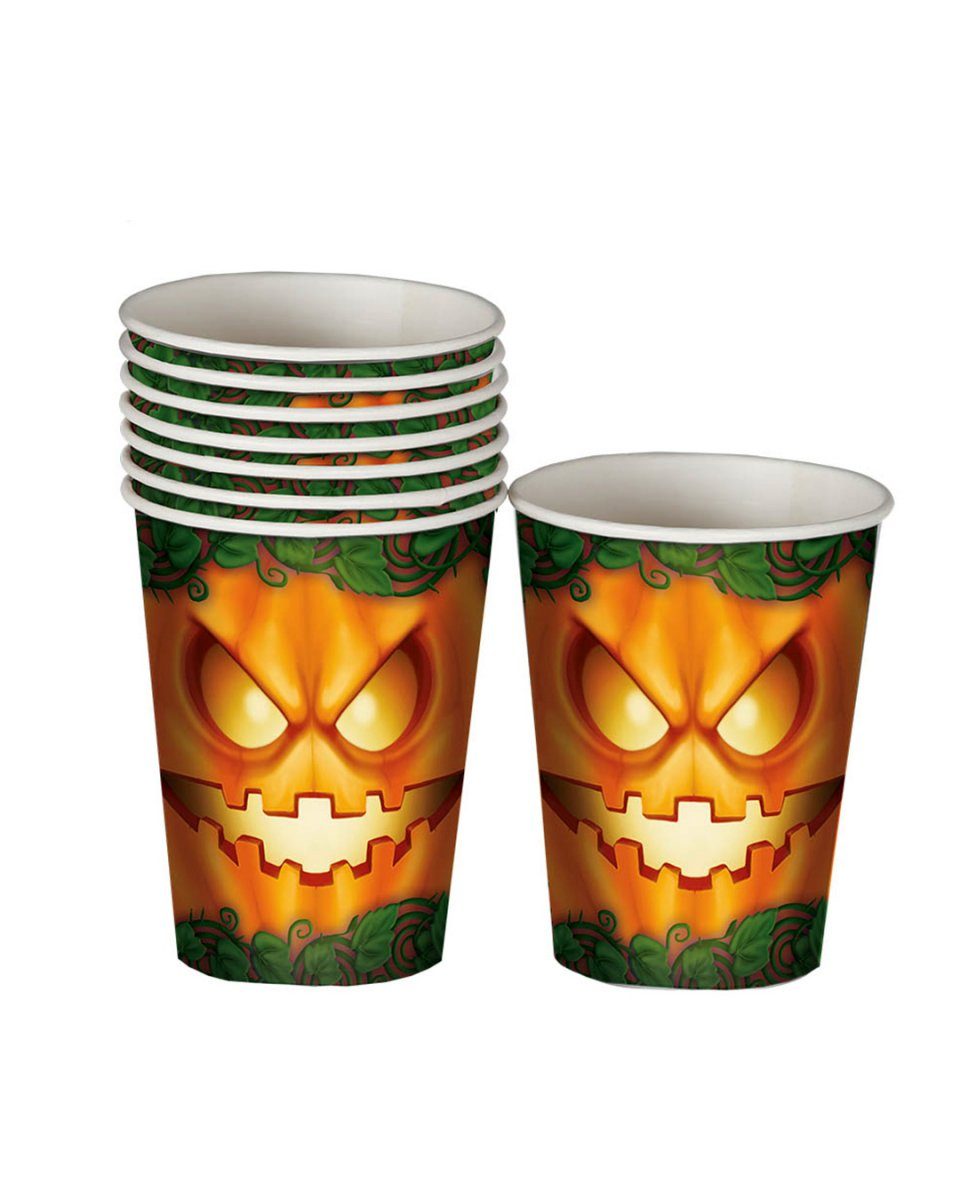 Horror-Shop Dekoobjekt Halloween Kürbis Party Becher Set 6 Stück