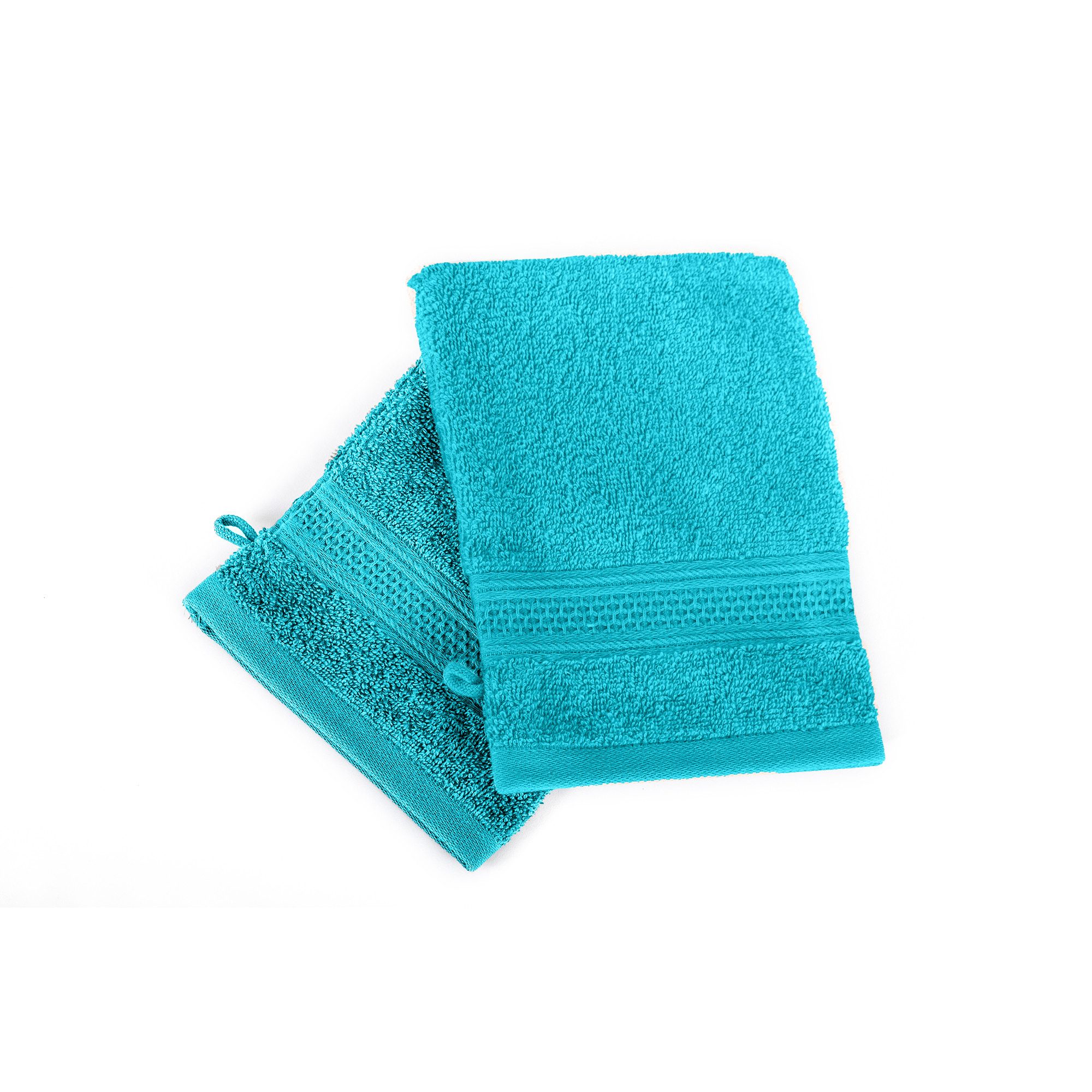 Komfortec Seiftuch Waschhandschuhe Set aus 100% Baumwolle, (Packung, 2-St), Weich, Leich, Frottee, Schnelltrocknend