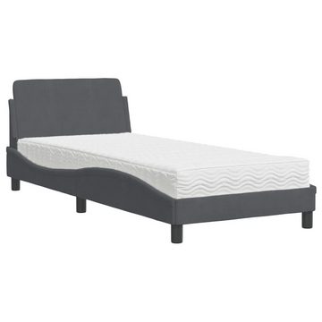 vidaXL Bett Bett mit Matratze Dunkelgrau 90x200 cm Samt